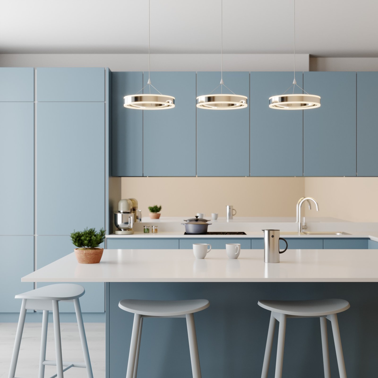 Lyani Hanglamp L115 Chrome/White - Lucande