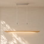 Lampada LED a sospensione Quitani Hiba, rovere naturale, lunghezza 148 cm