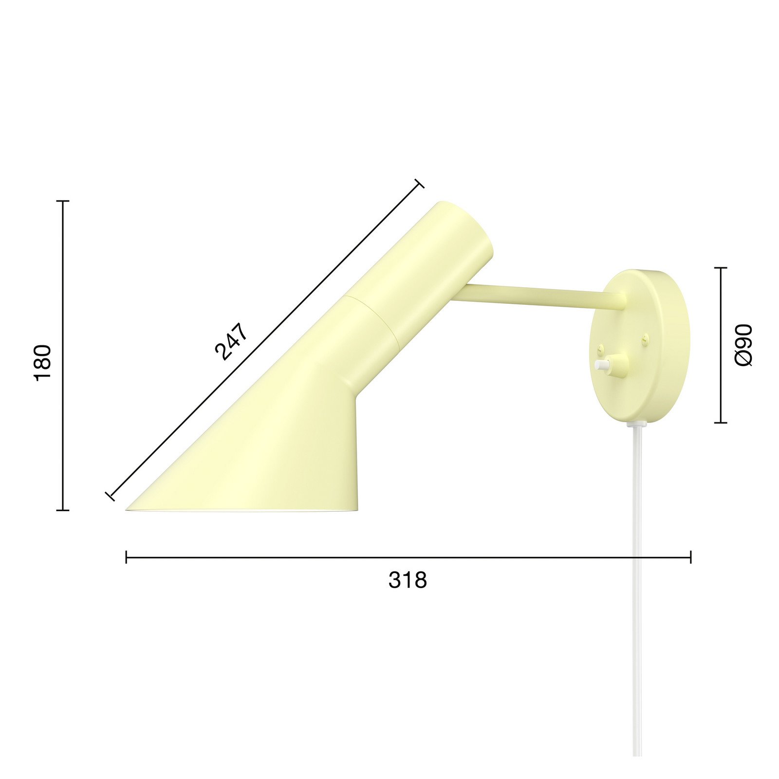 Louis Poulsen AJ designer de iluminat de perete galben deschis