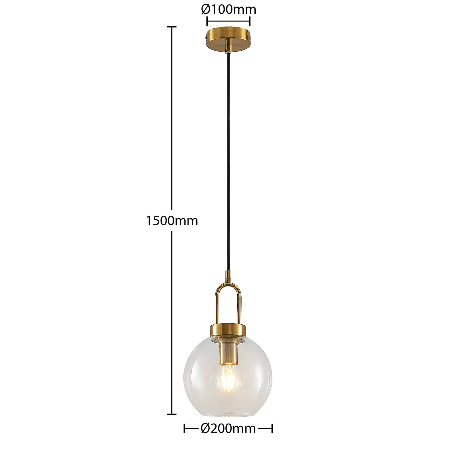 Lampa wisząca Lucande Nalian, Ø 20 cm, metal, szkło, przezroczysty