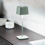 Zafferano Ofelia 3K rechargeable table lamp IP65 sage