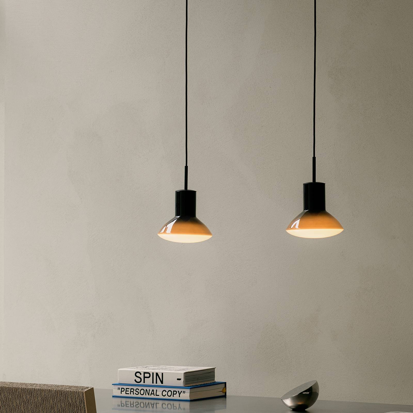 Lampa wisząca Grupa Onda, kolor ochra, średnica 17 cm, szkło, GU10