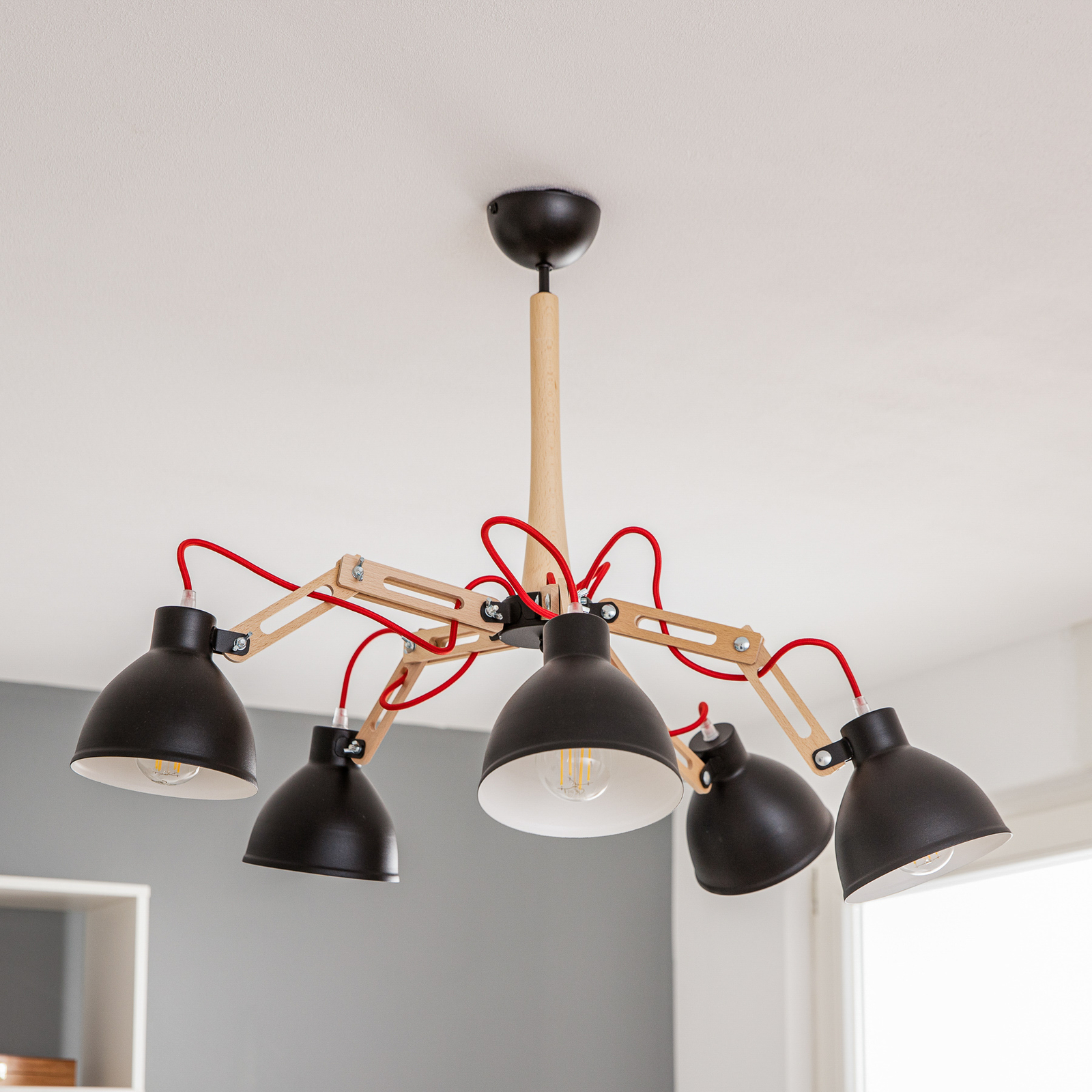 Skansen ceiling lamp 5-bulb adjustable black