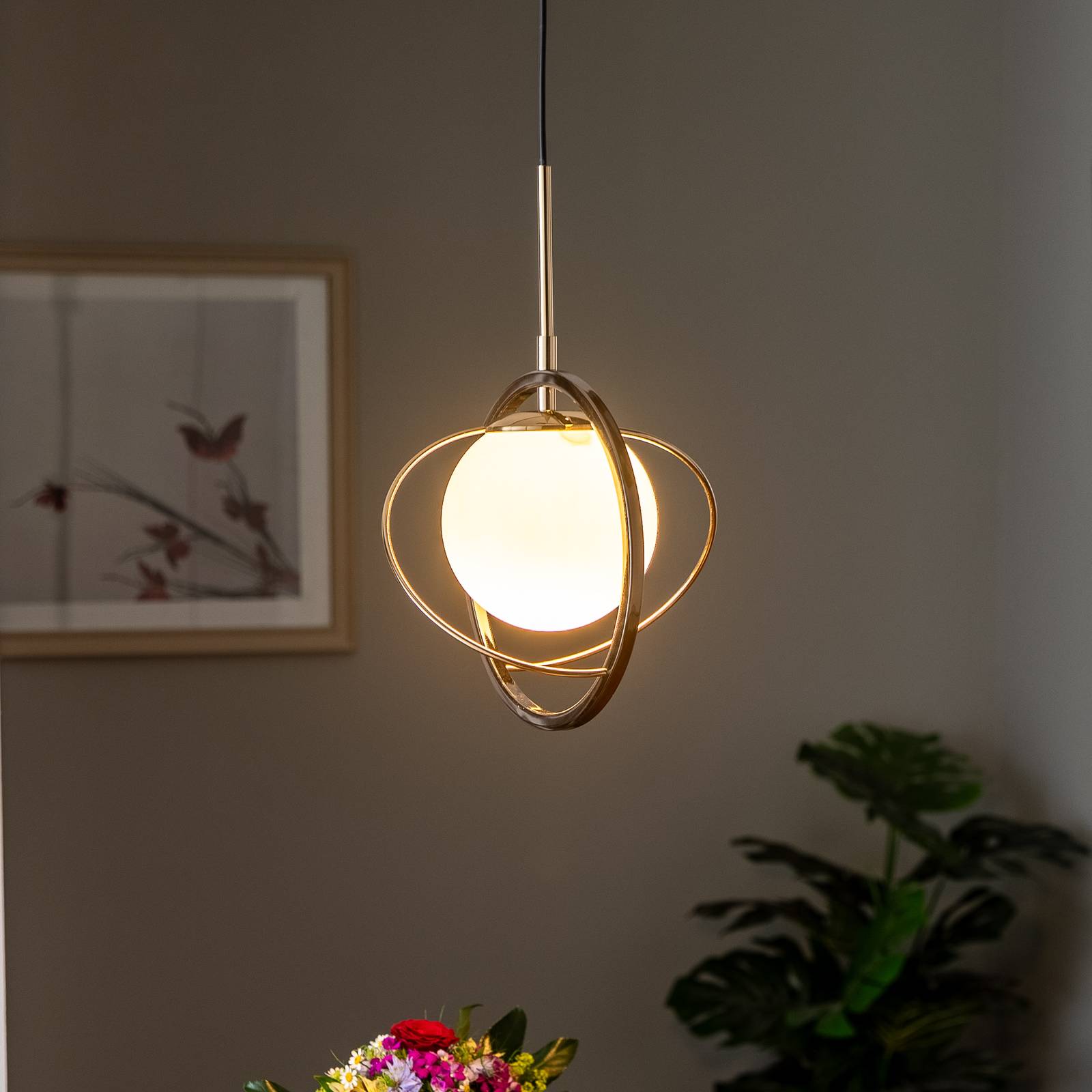 Lucea Suspension Cimona or/noir perle 1 lampe