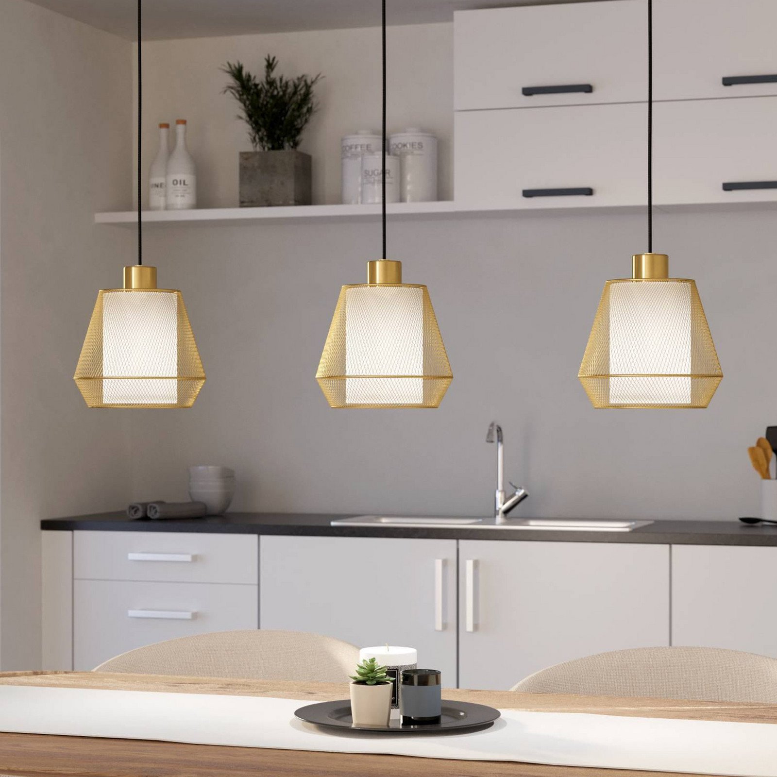 EGLO Lampă suspendată Ciudadela negru/aur 3 lumini. - Camera de zi / sufragerie - modern - Metal