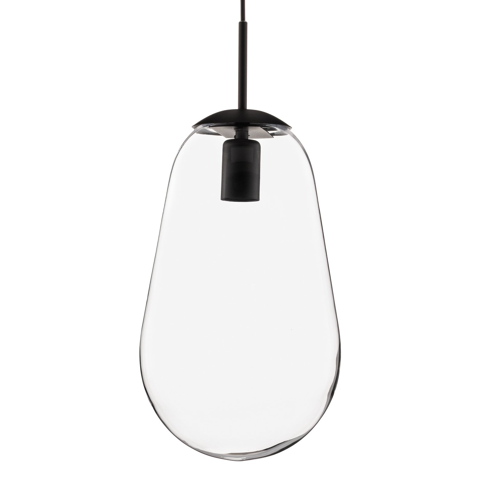 Suspension Pear M avec abat-jour en verre, noir