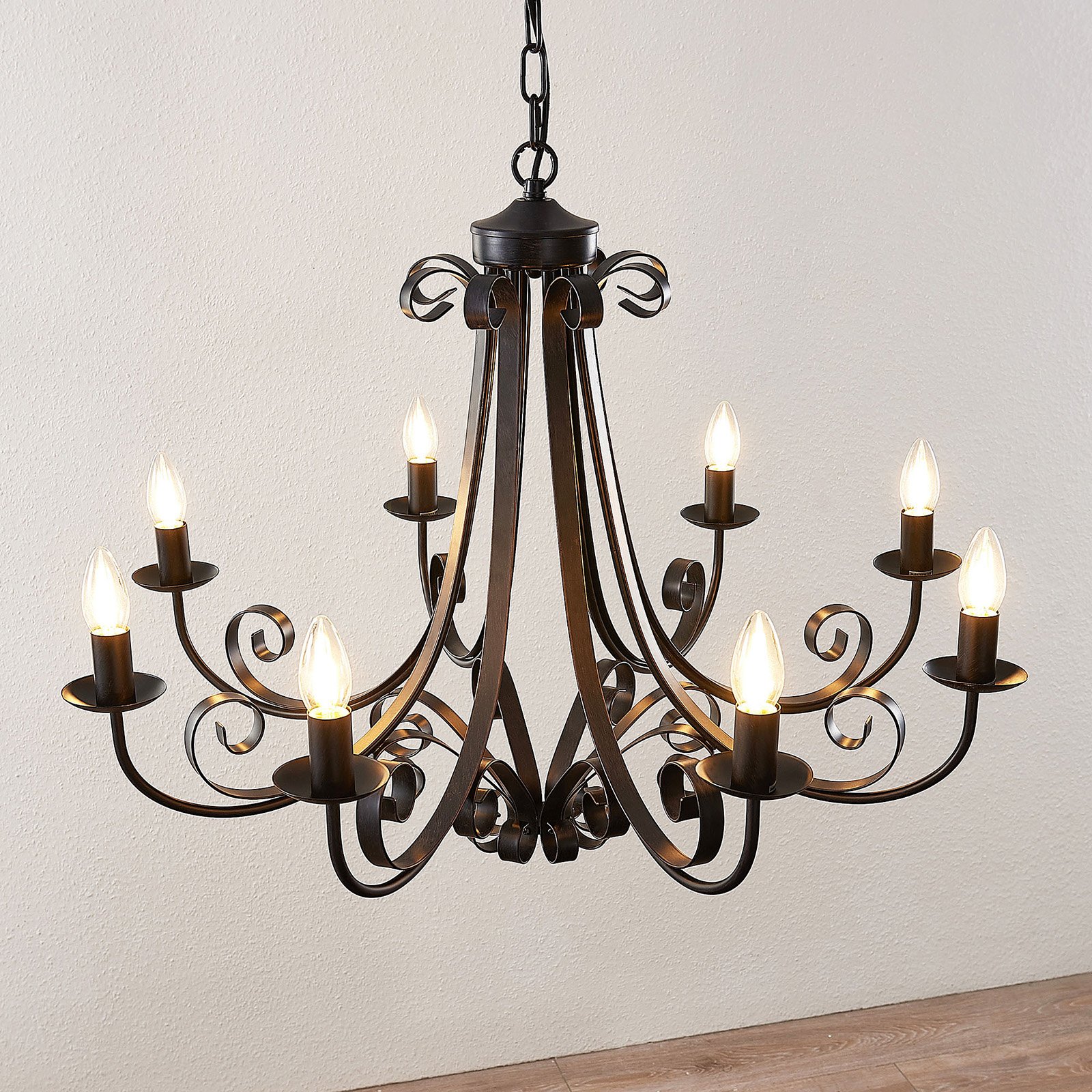 Acquista Lindby Scaleria Lampadario, 8 Luci, Marrone | Lampade.it