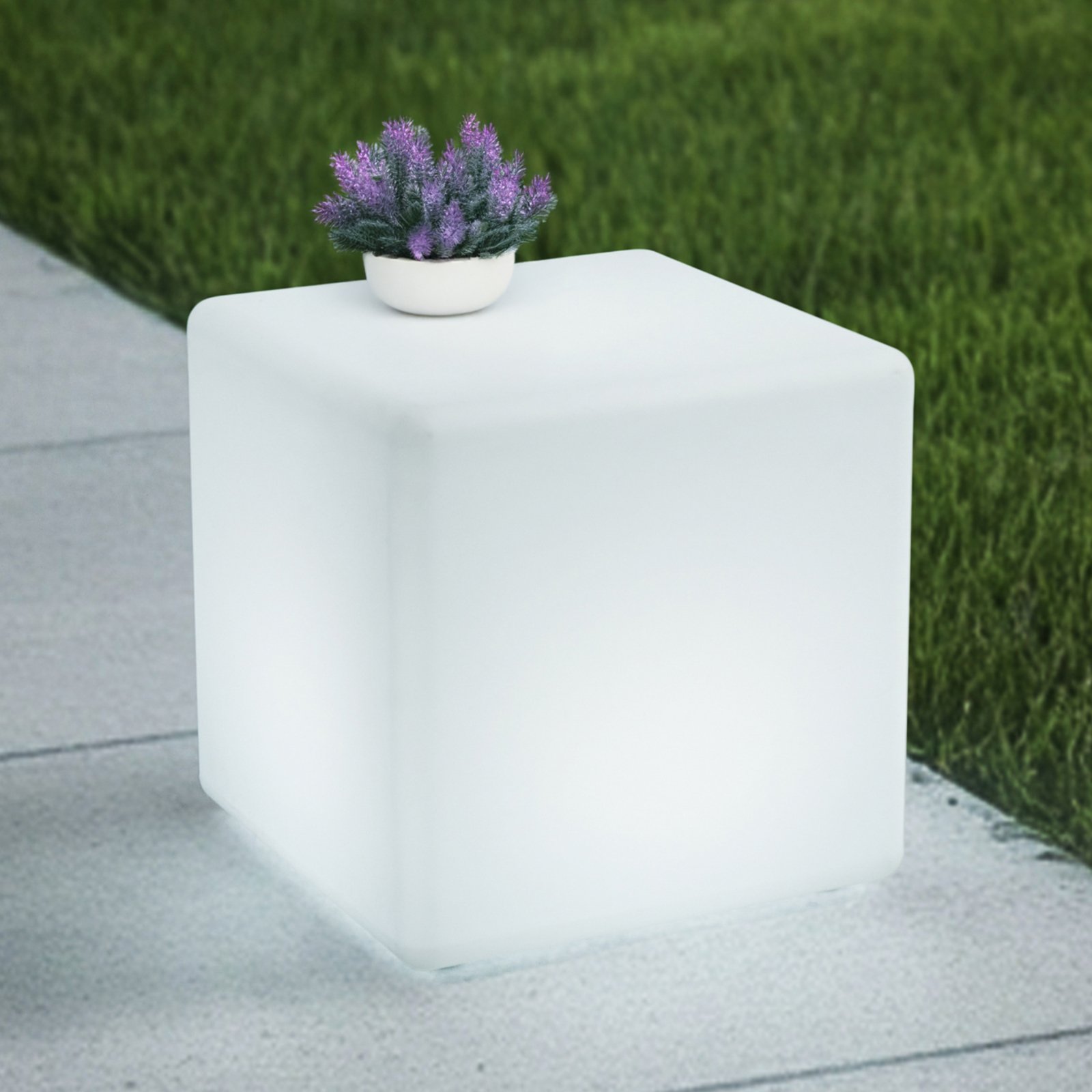Lindby akumulatora LED āra apgaismojums Cubara, RGB, kubs, plastmasa