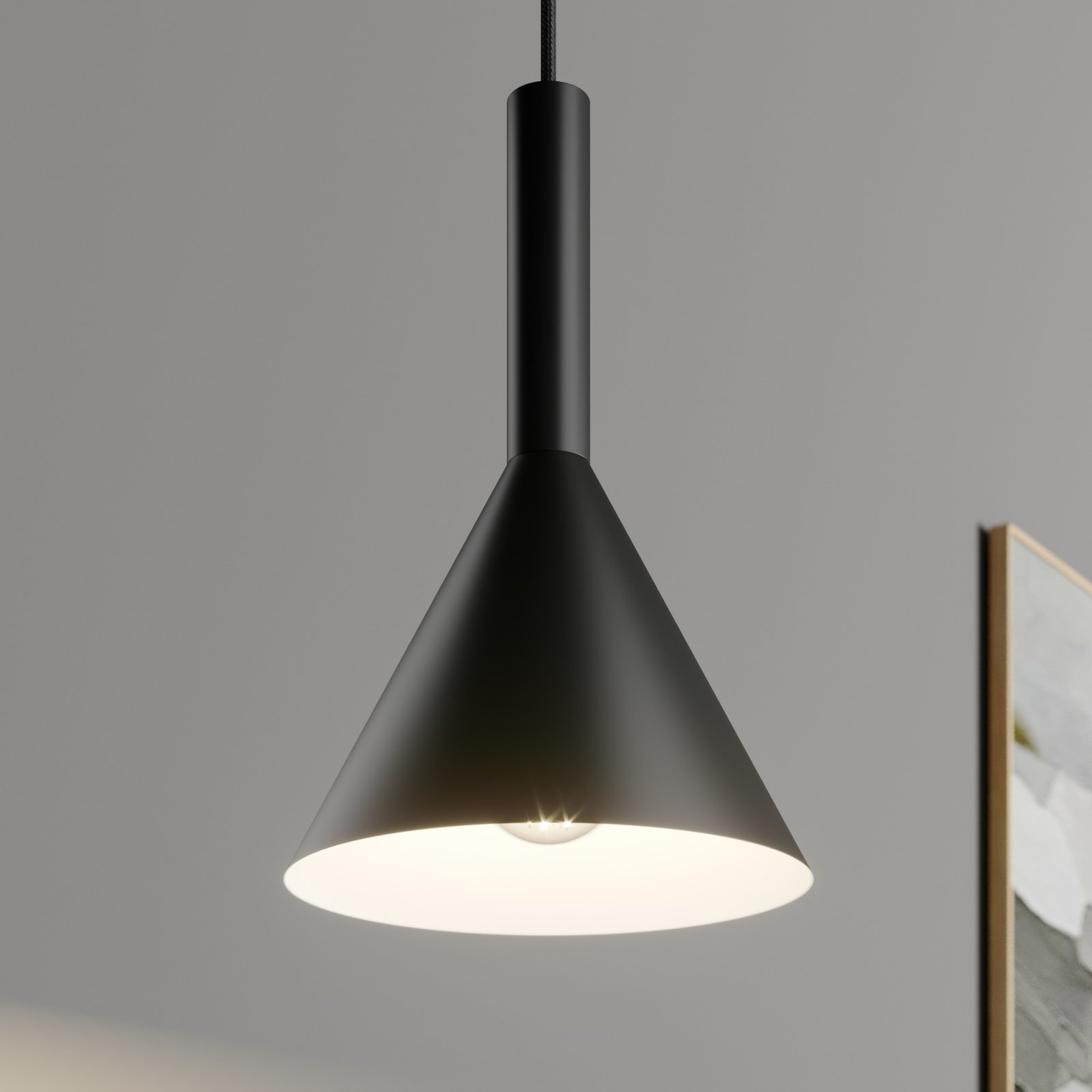 Arcchio Tadej závesná lampa 1p. 19 cm čierno-biela