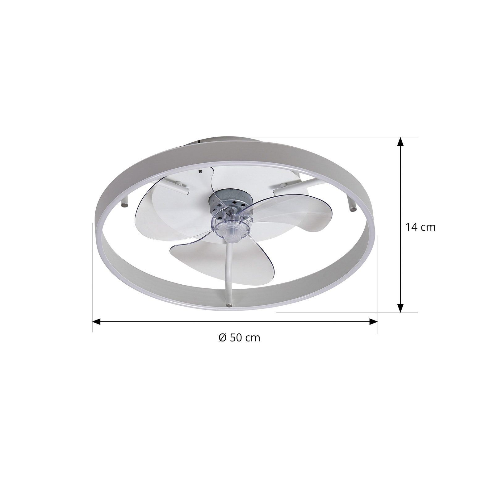 Lindby LED ceiling fan Momitu, white, aluminium, Ø 14 cm