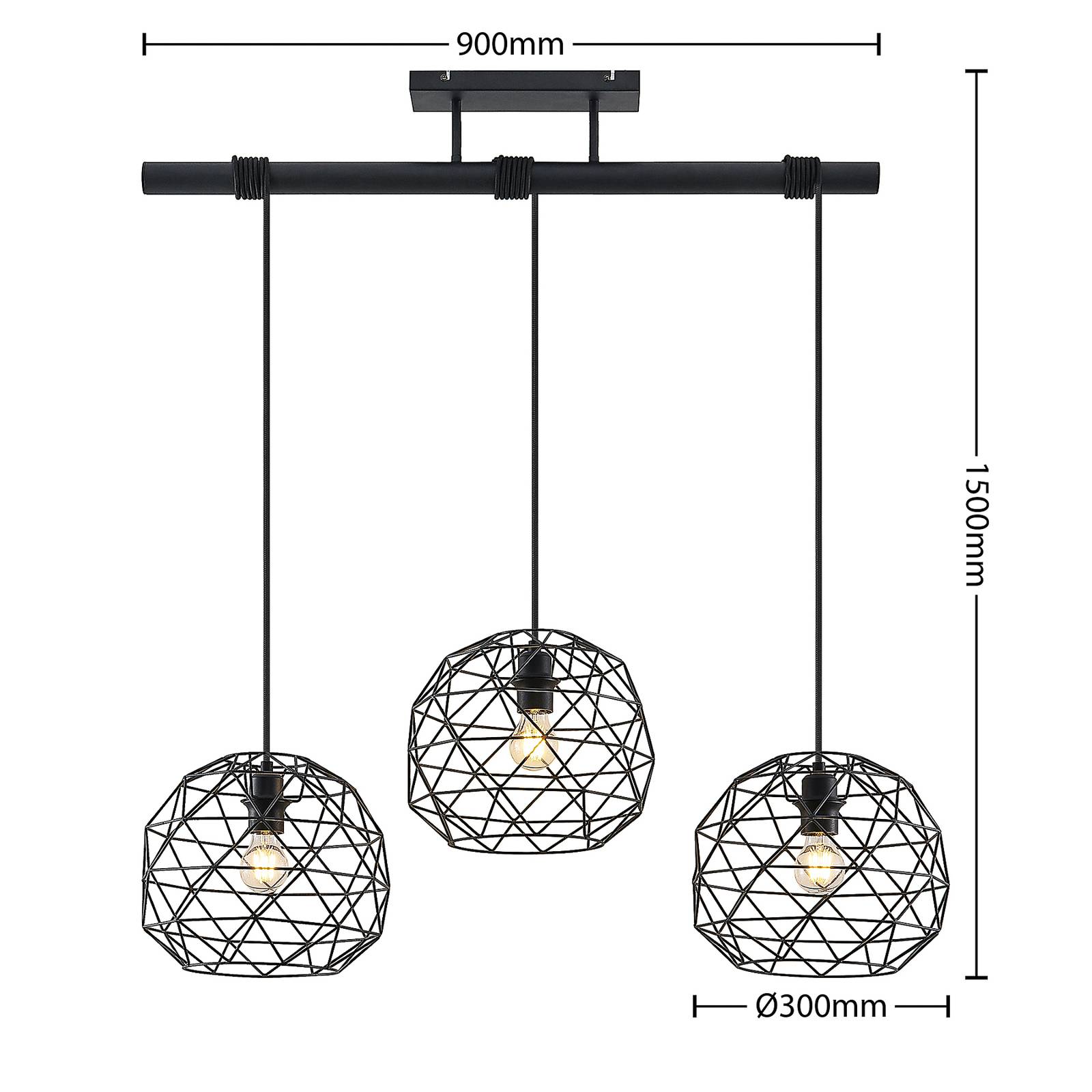 Lampa wisząca Lindby Paridimo wykonana ze stali, 3-punktowa