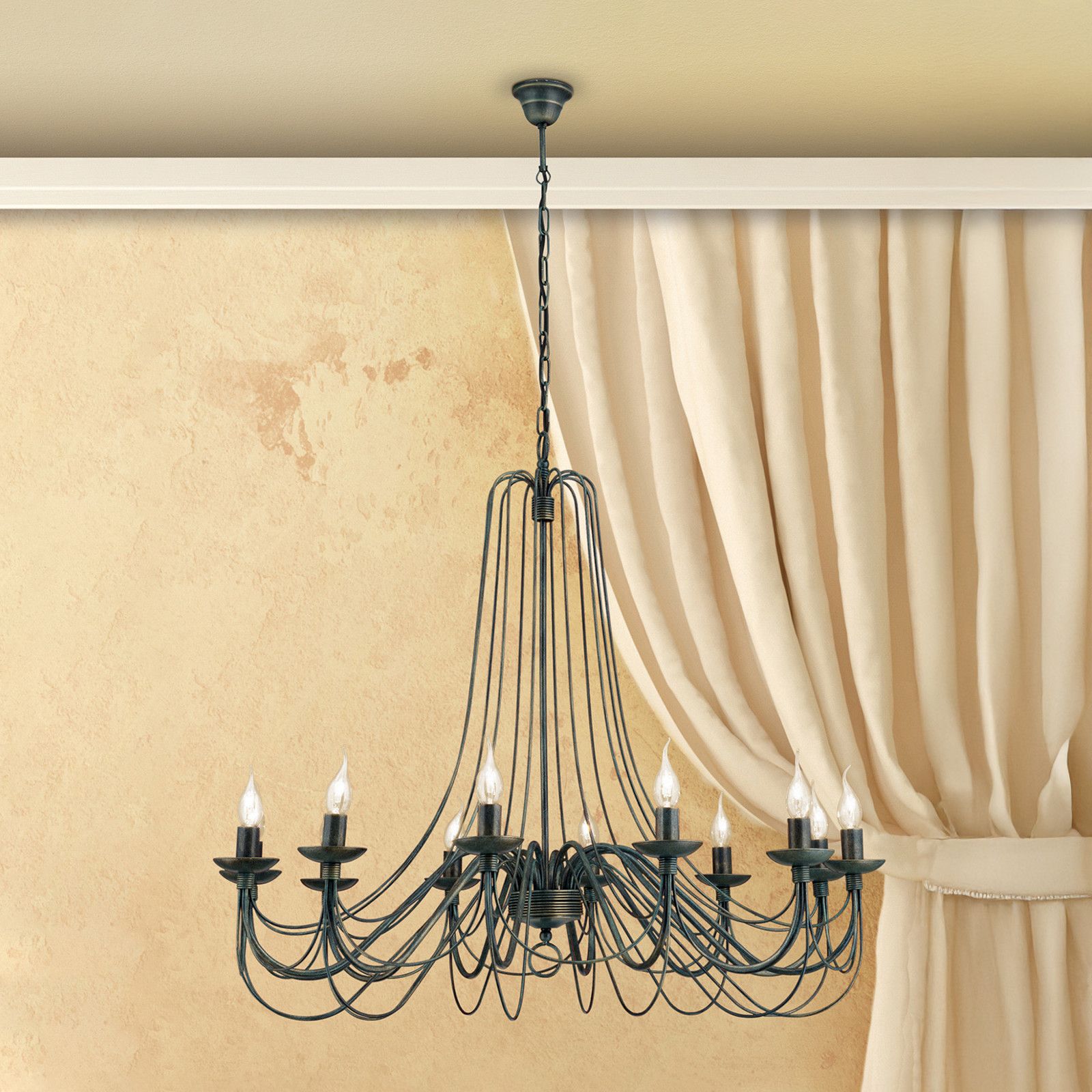 ORION Candelabru Antonina negru 12 becuri - Camera de zi / sufragerie - Casă de țară / Rustic - negru antic - Metal
