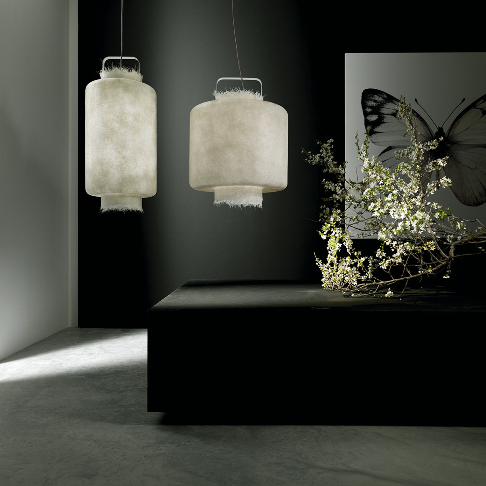 Lámpara colgante LED de fibra Kimono, blanco 40 cm