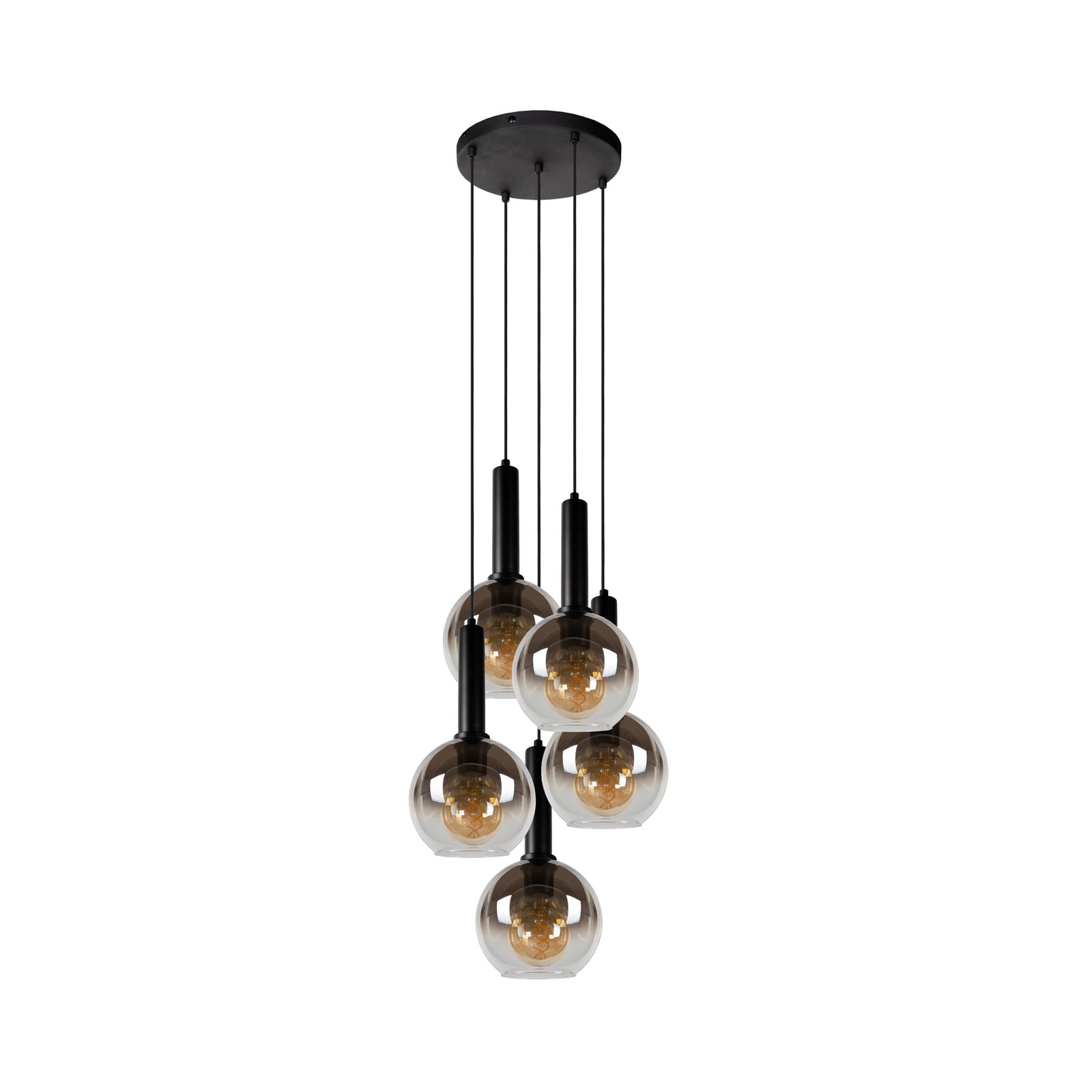 Hanglamp Marius, zwart, 5-lamps