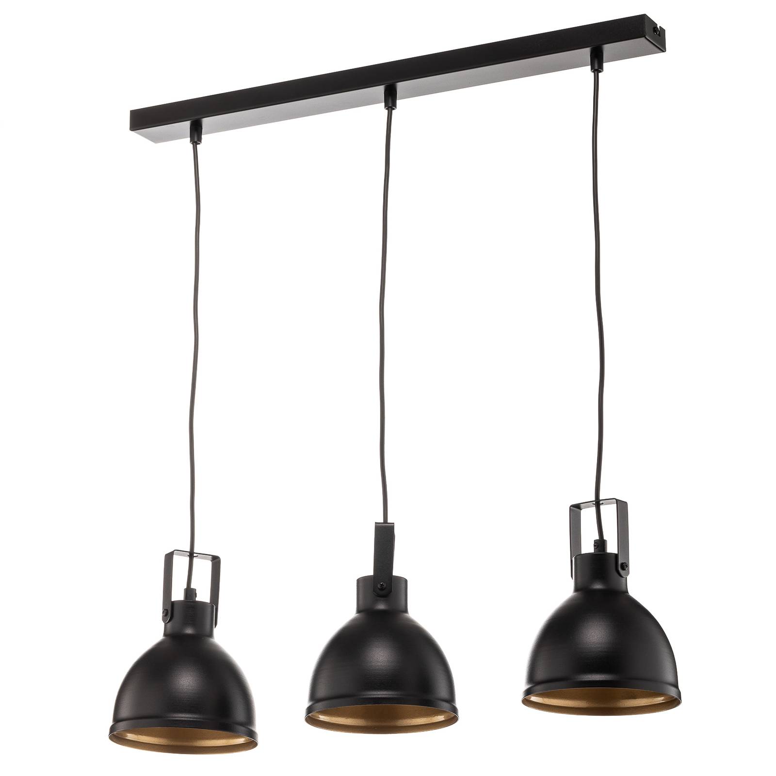 Trial függő lámpa, 3 izzós egyenes, fekete/arany