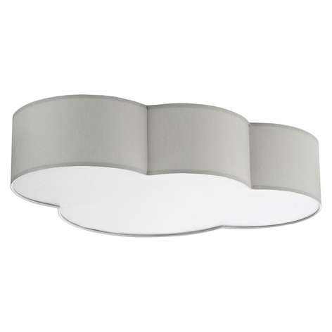 Deckenleuchte Cloud aus Textil, Länge 62 cm, grau
