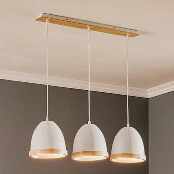 Lampada a sospensione Studio legno 3 luci bianco