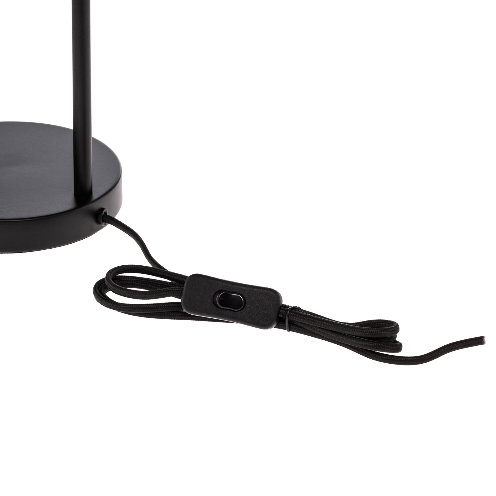 Lindby Tsomo asztali lámpa, Ø 26 cm, fekete, szövet, E27