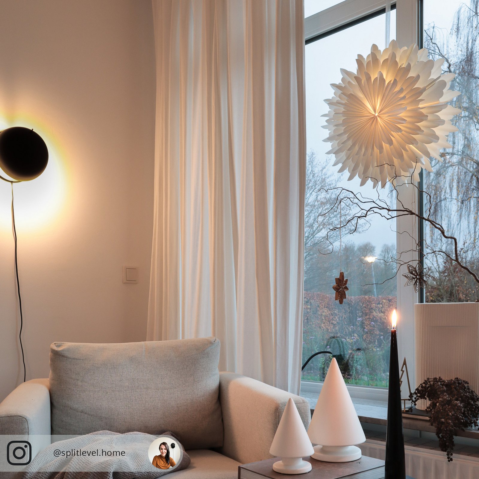 Pappersstjärna Snow, Ø 50 cm, vit, 3-lagig, papper