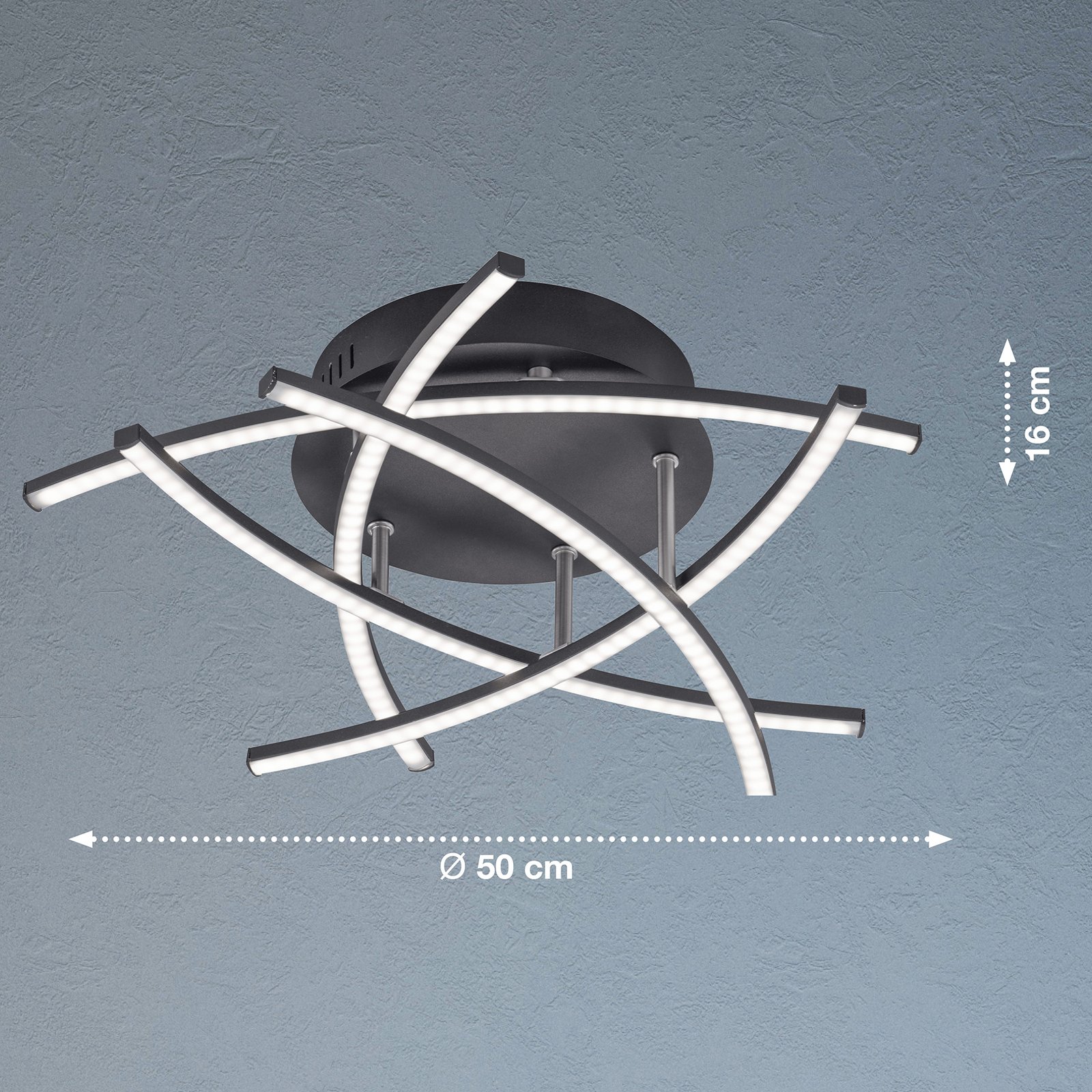 LED-Deckenlampe Cross Tunable White, 5-fl, schwarz