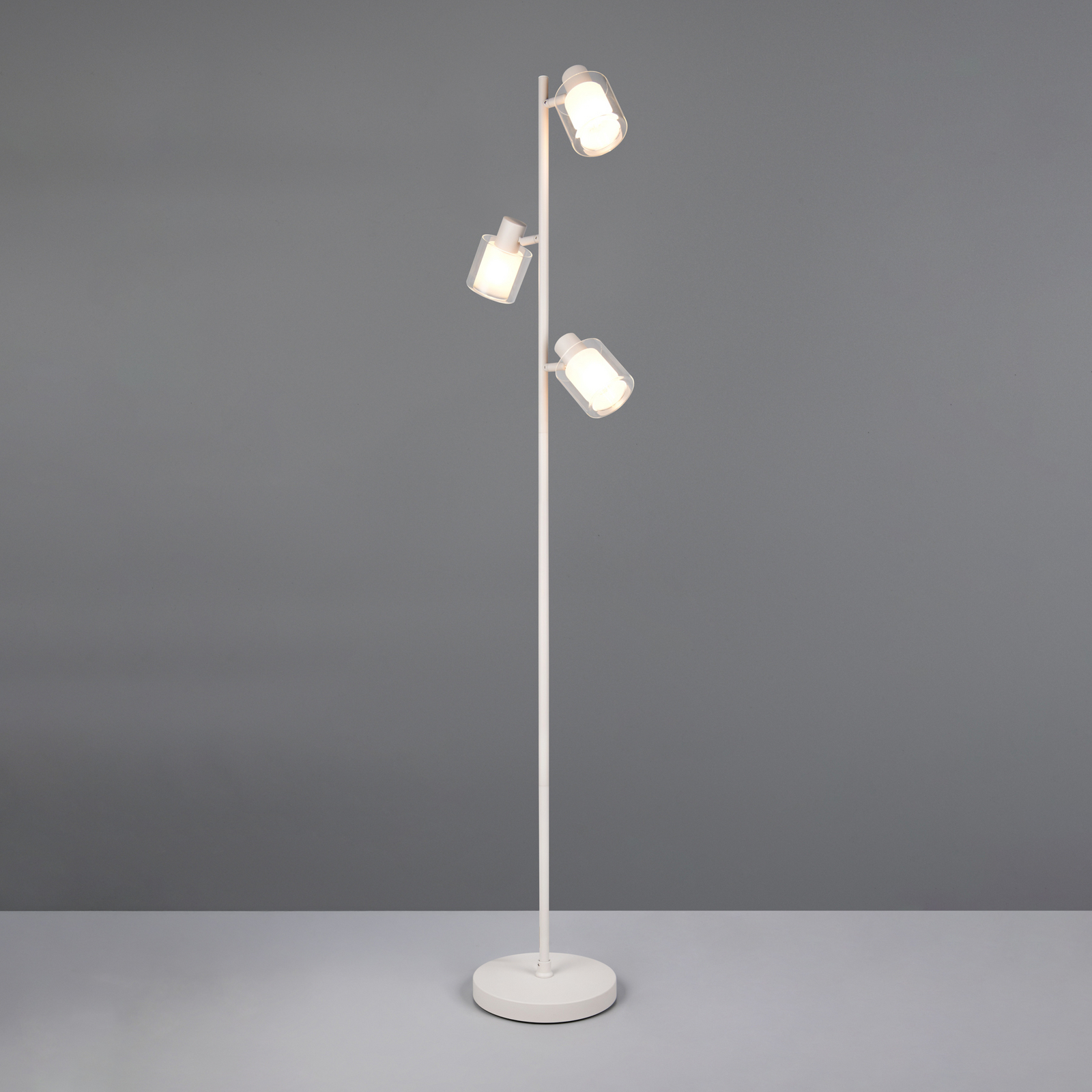 Lampadaire Neralo, gris clair, métal, hauteur 154,5 cm, E14 Lampadaire Neralo, gris clair, métal, hauteur 154,5 cm, E14