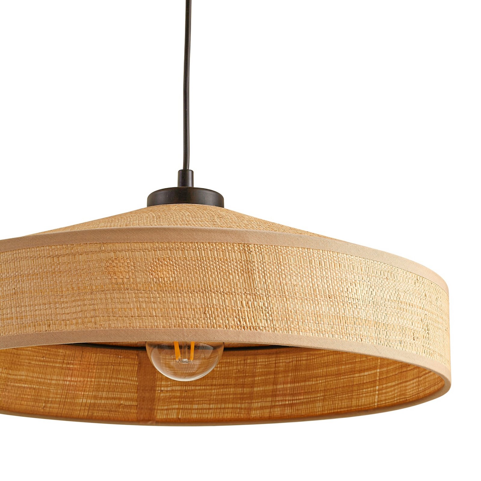 Lindby Hängeleuchte Haldor, Leinen, gewebt, natur, Ø 40 cm