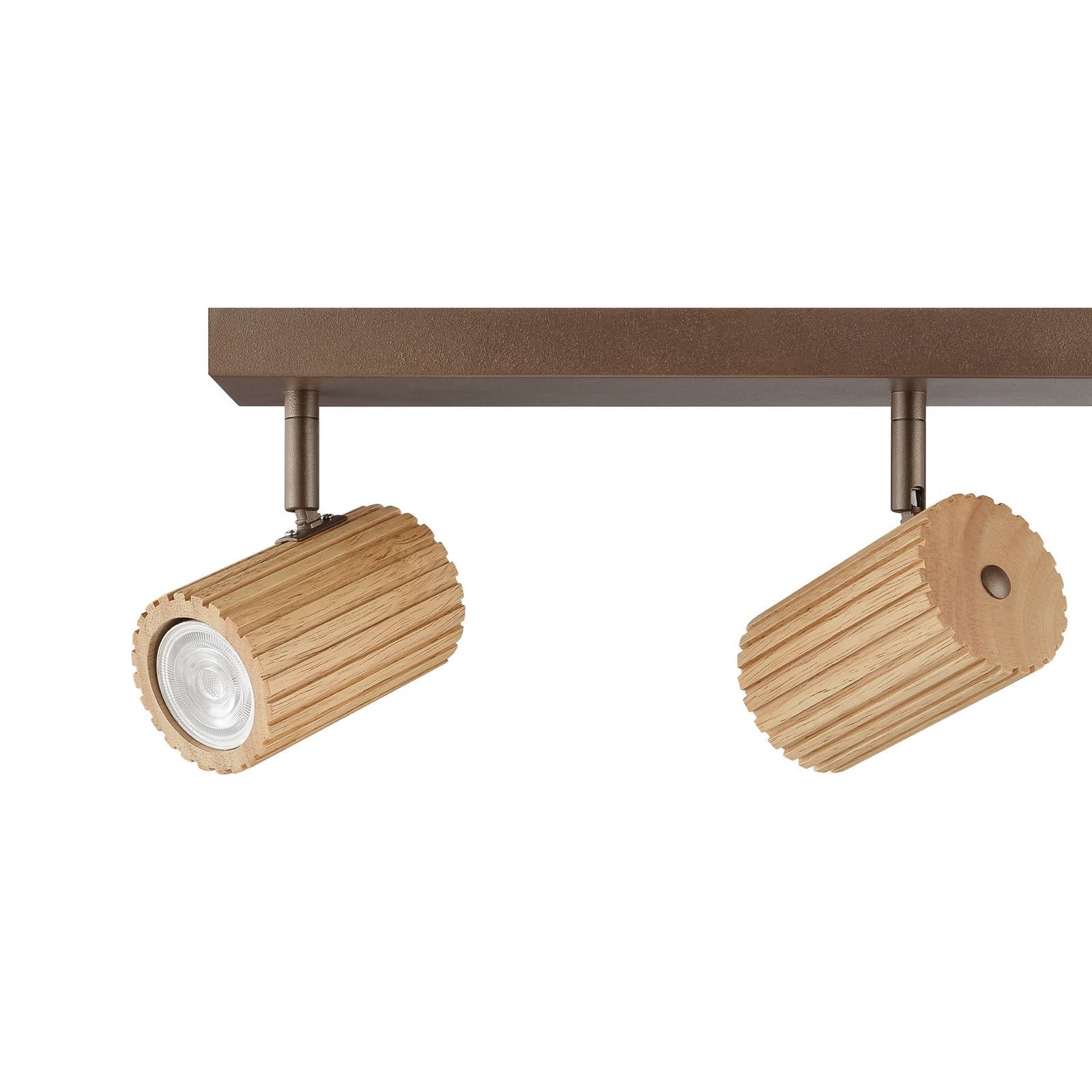 Lampa sufitowa Lakewood, drewno, długość 78 cm, 4-punktowa