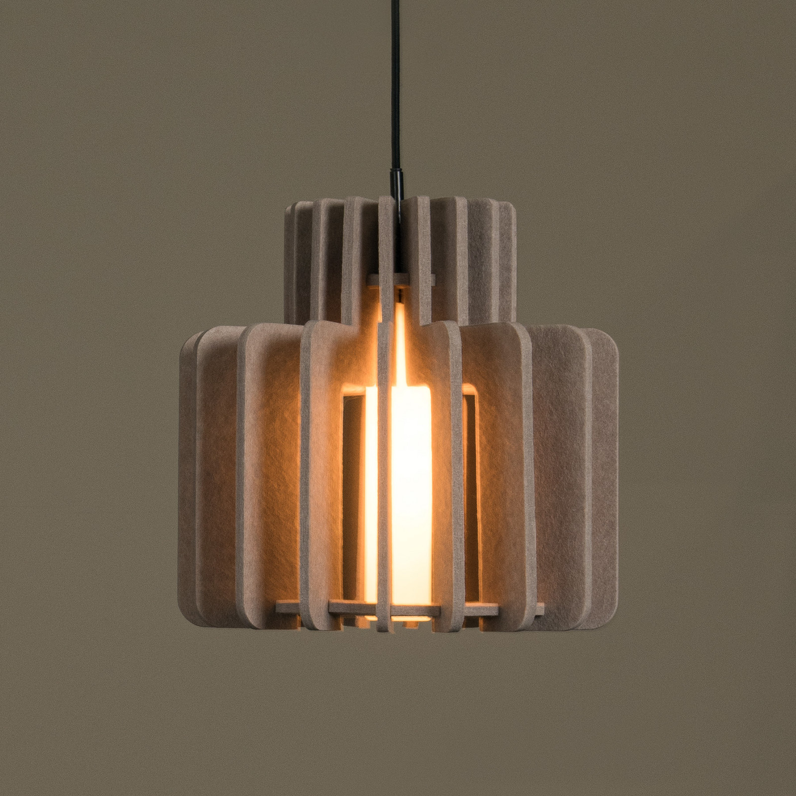 Lucide Lampă suspendată Rollo taupe Ø 40 cm țesătură/metal/sticlă - Camera de zi / sufragerie - Țesătură / Textil