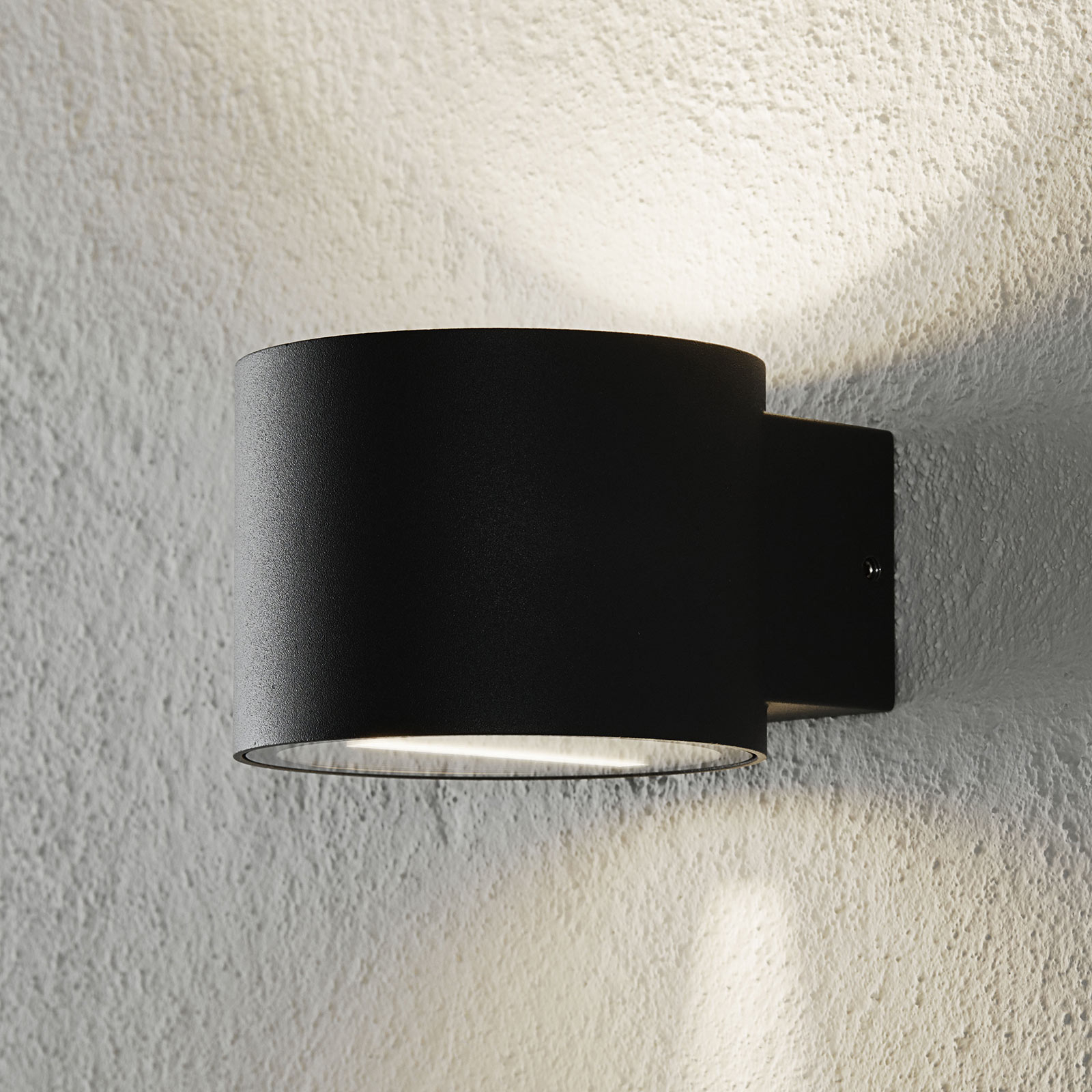 Lucande Chantal outdoor wall light in a cylindrical shape, die-cast aluminium, glass, G9, 3.8 W, energy efficiency: A+, W: 11.5 cm, H: 8.5 cm