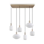 Hängelampe Emelie, 6-fl., goldfarben/weiß, Metall, Glas, E27