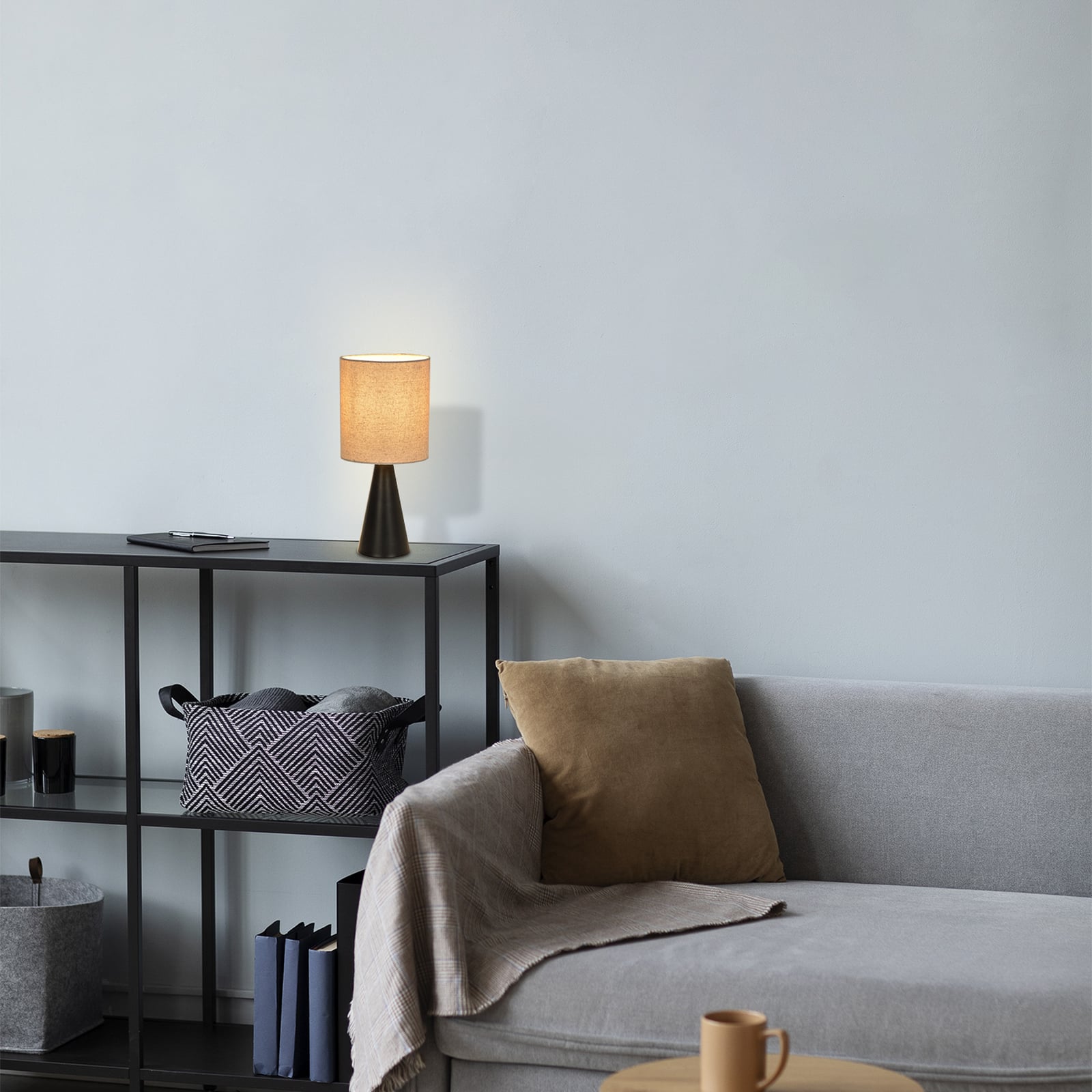 Lampada da tavolo Sally nero opaco/beige, altezza 33 cm - COREP SAS