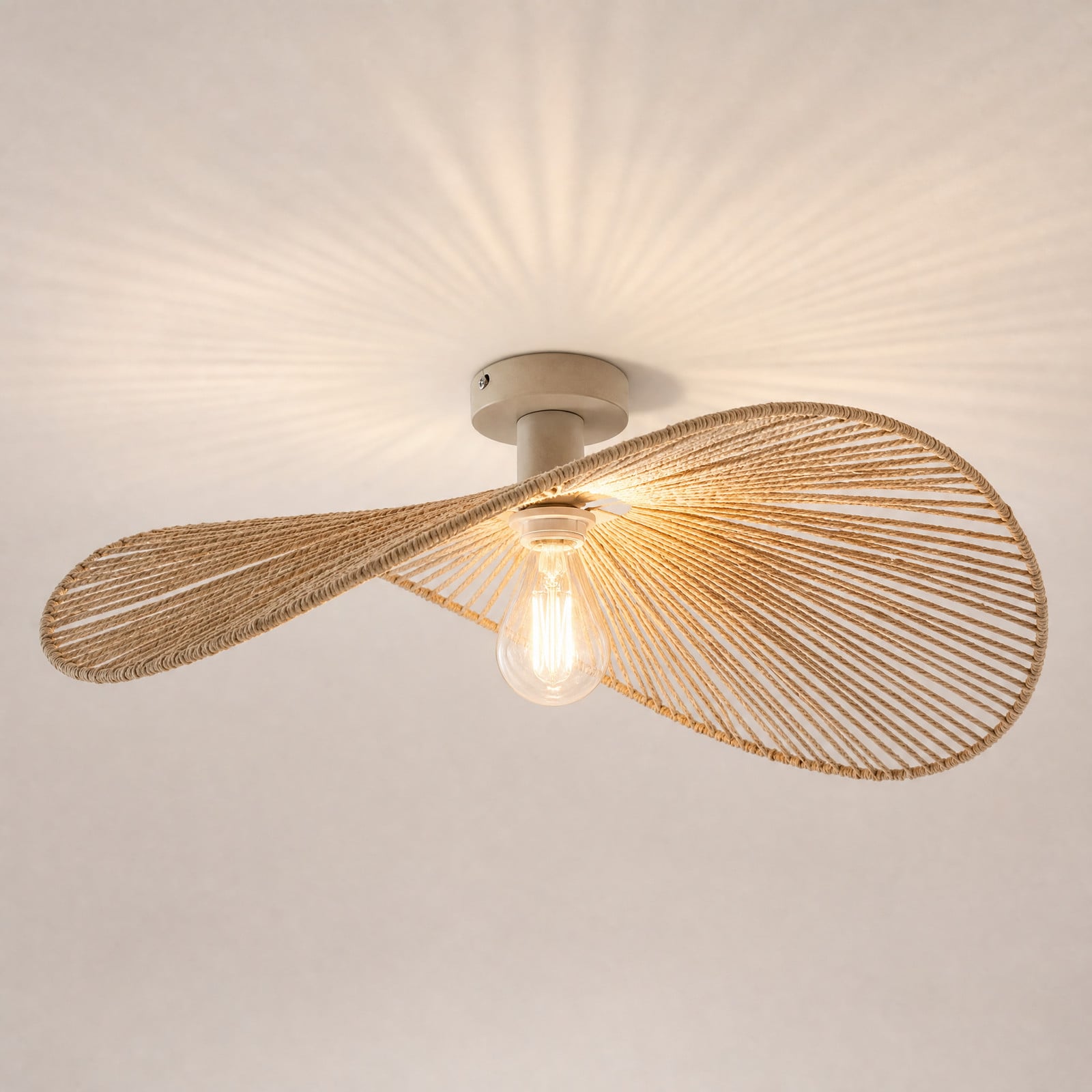 Valdorin taklampa, beige, 75 cm x 50 cm, papper, E27 &ndash; Lindby - Vardagsrum - Modern - Papper / papp - Med en ljusk&auml;lla