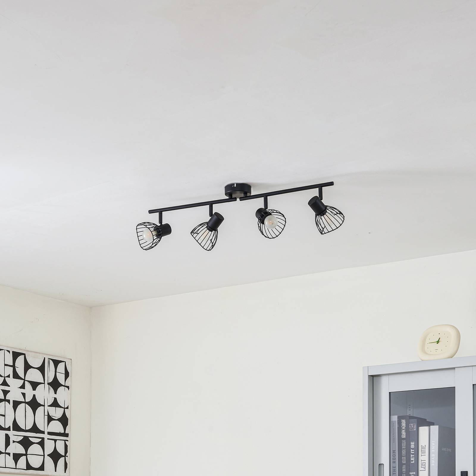 Lampa sufitowa Lindby Piena, czarna, 4-punktowa, metal, 70cm