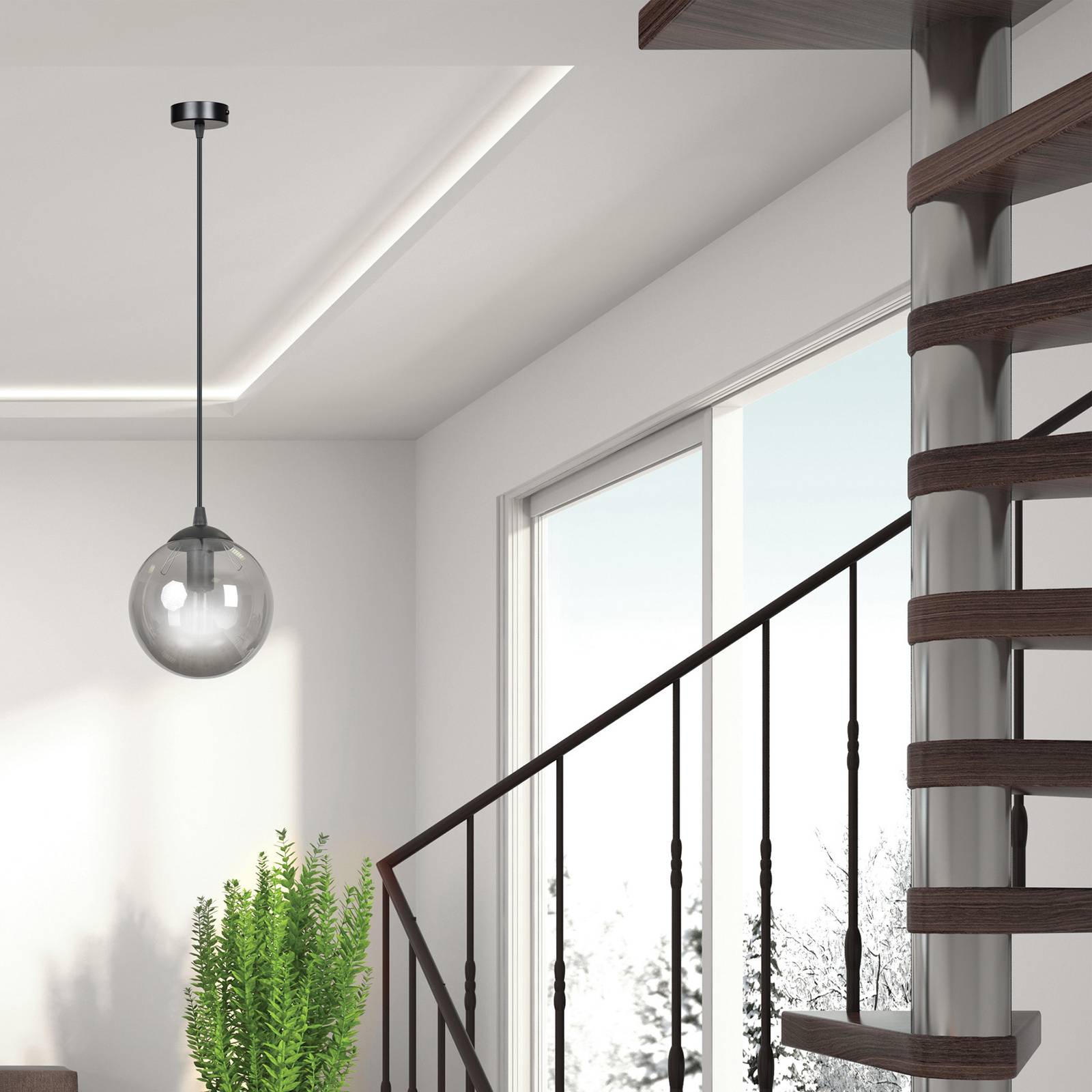 Euluna Hanglamp - Woon-/ Eetkamer - dimbaar - Modern - zwart - metaal, glas