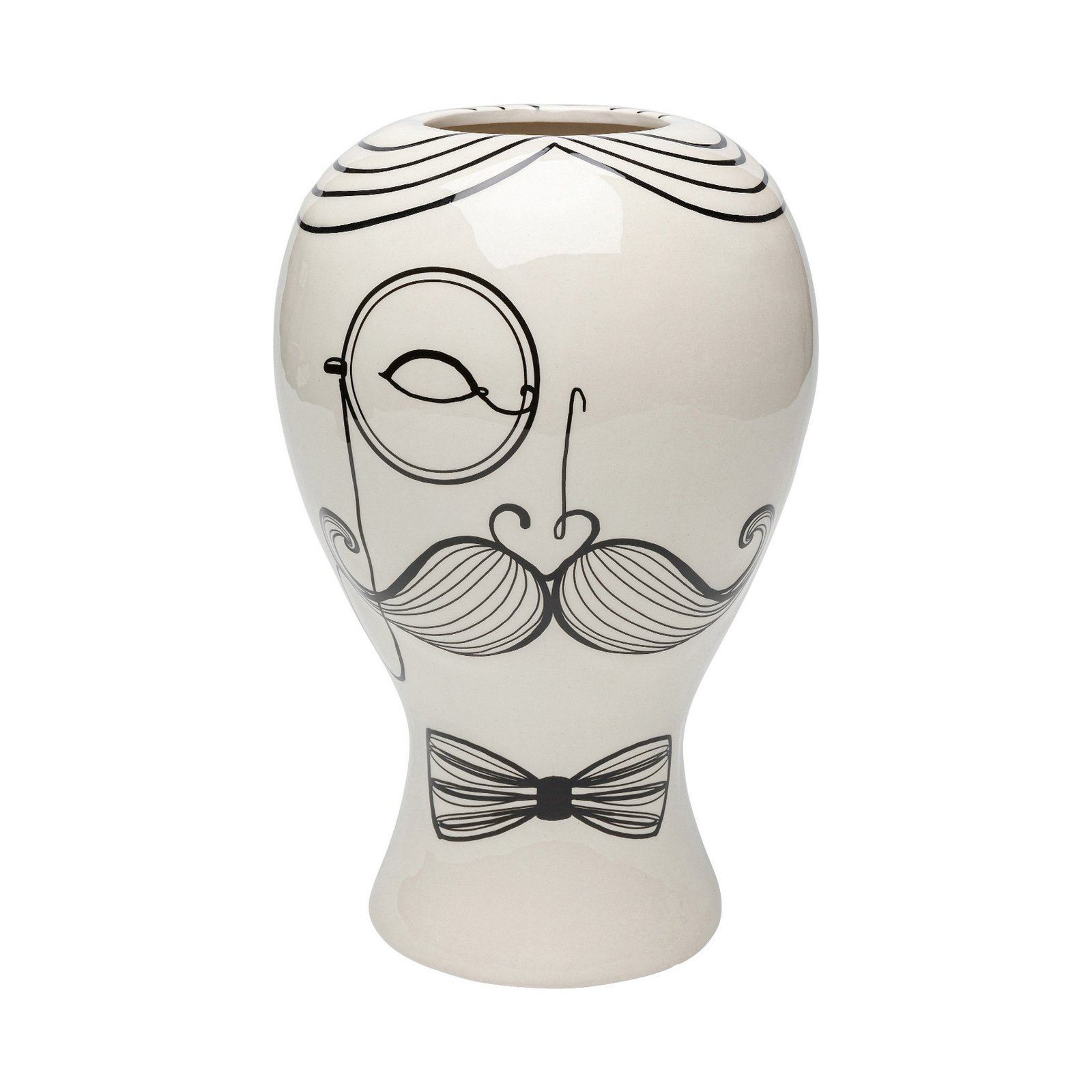 KARE Favola Men vase, height 30 cm, ceramic, black/white