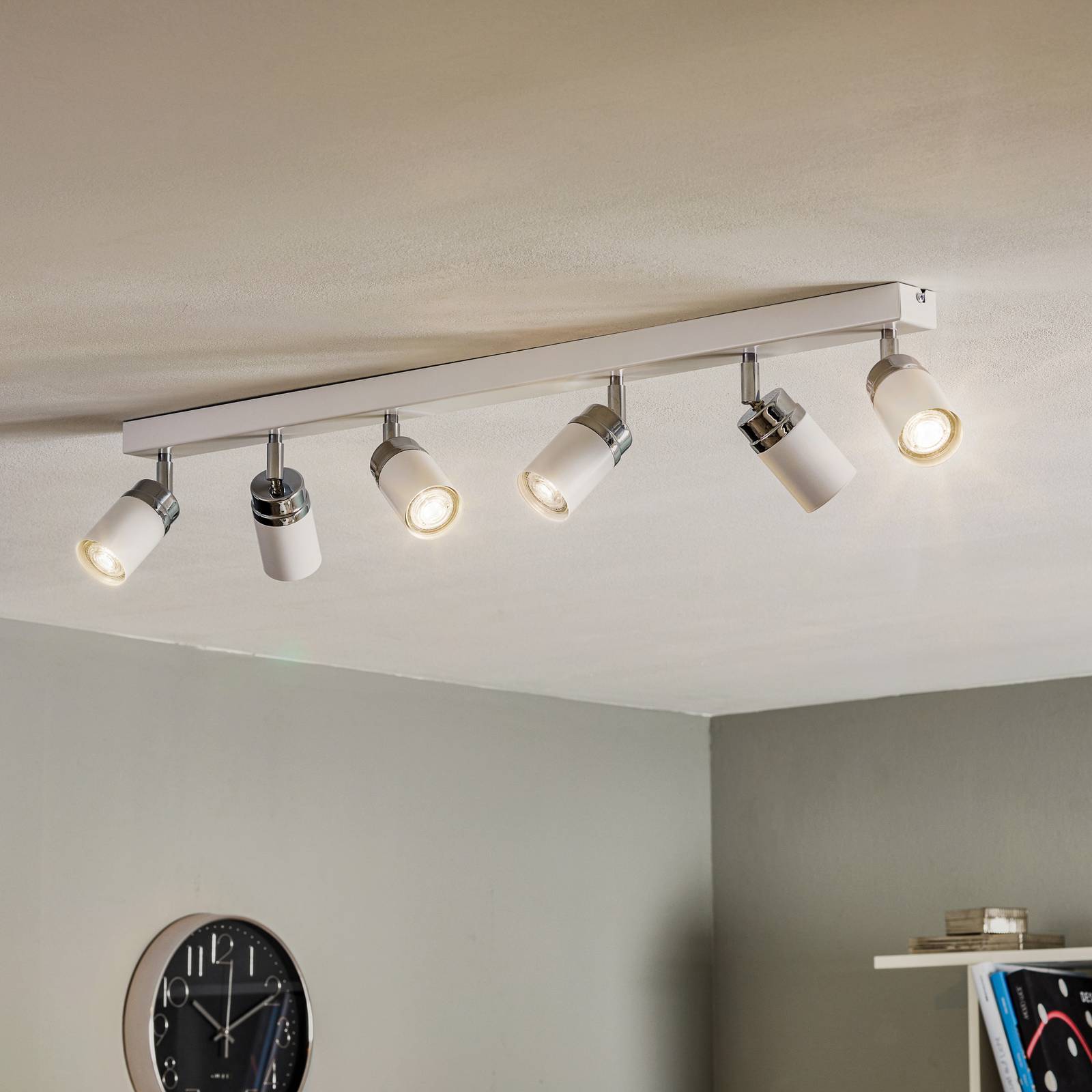 luminex spot pour plafond reno, à 6 lampes, blanc/chromé