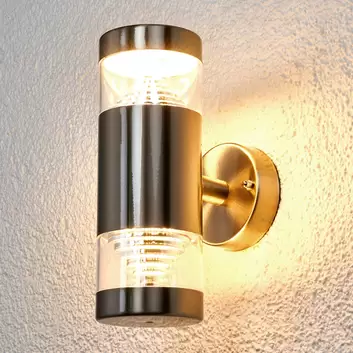 LED-Außenwandlampe Dodd, edelstahl halbrund