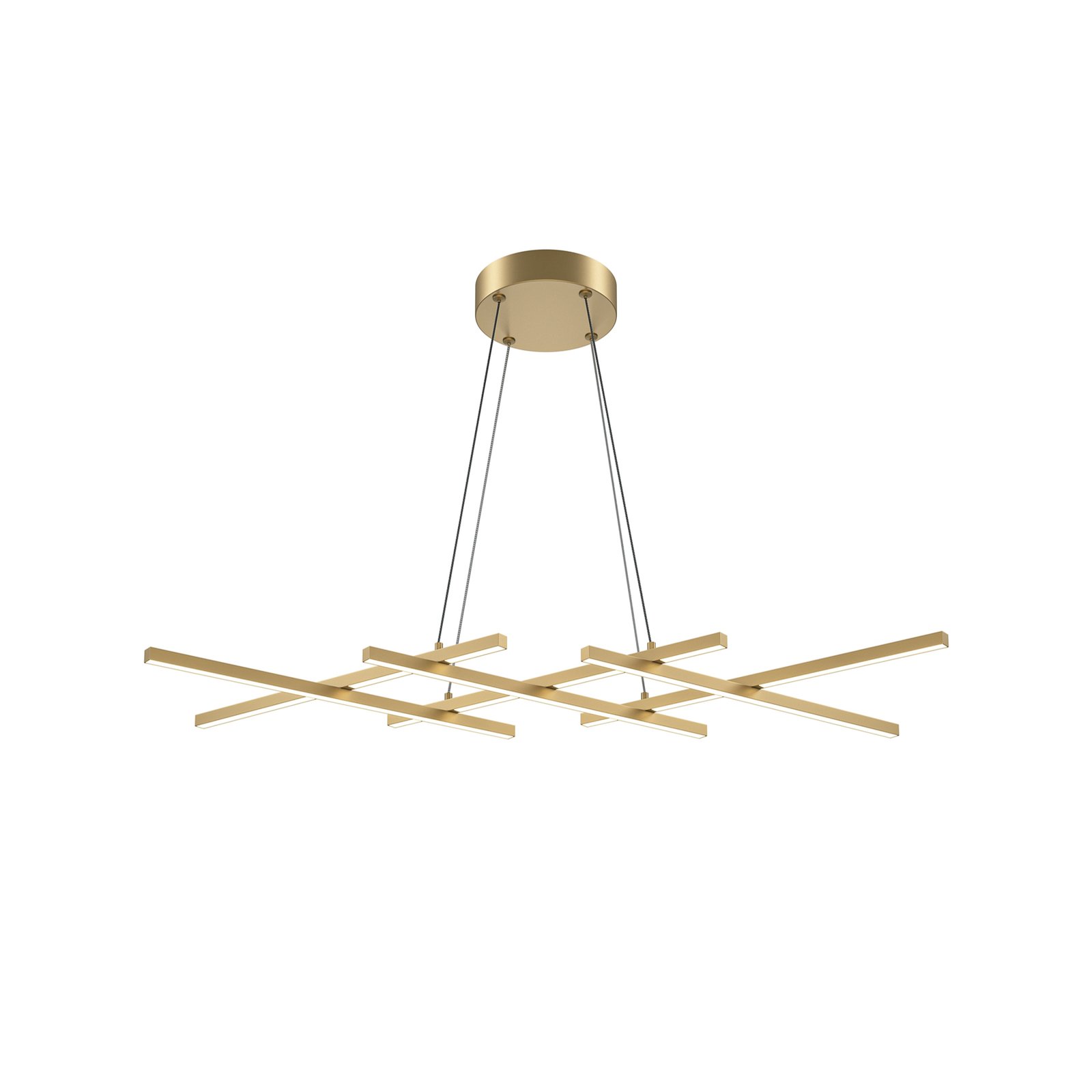 Maytoni LED pendant light Halo, brass-coloured, length 103.5 cm