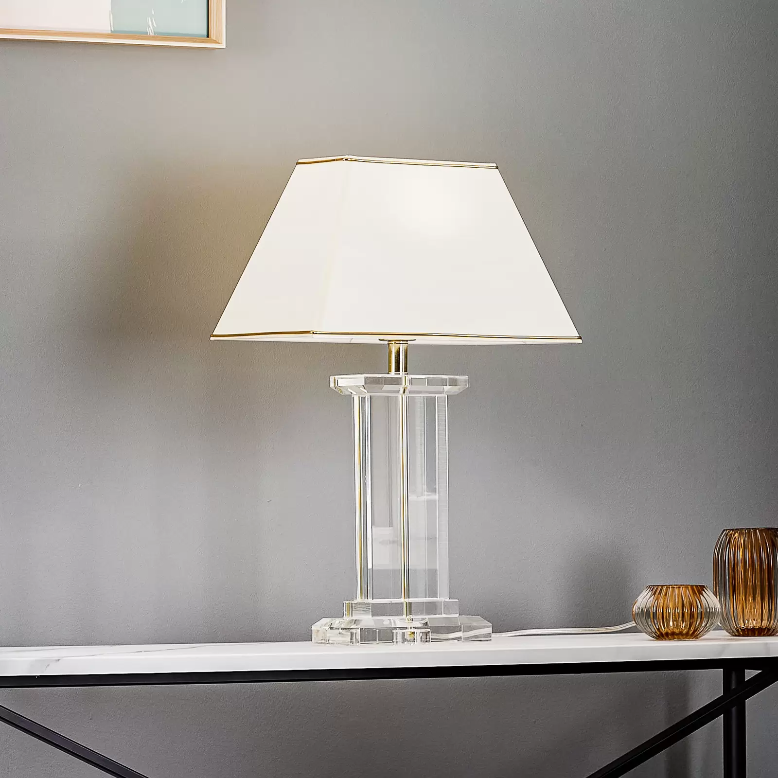 Lampe de table lampe de lecture en verre lampe d'appoint variateur