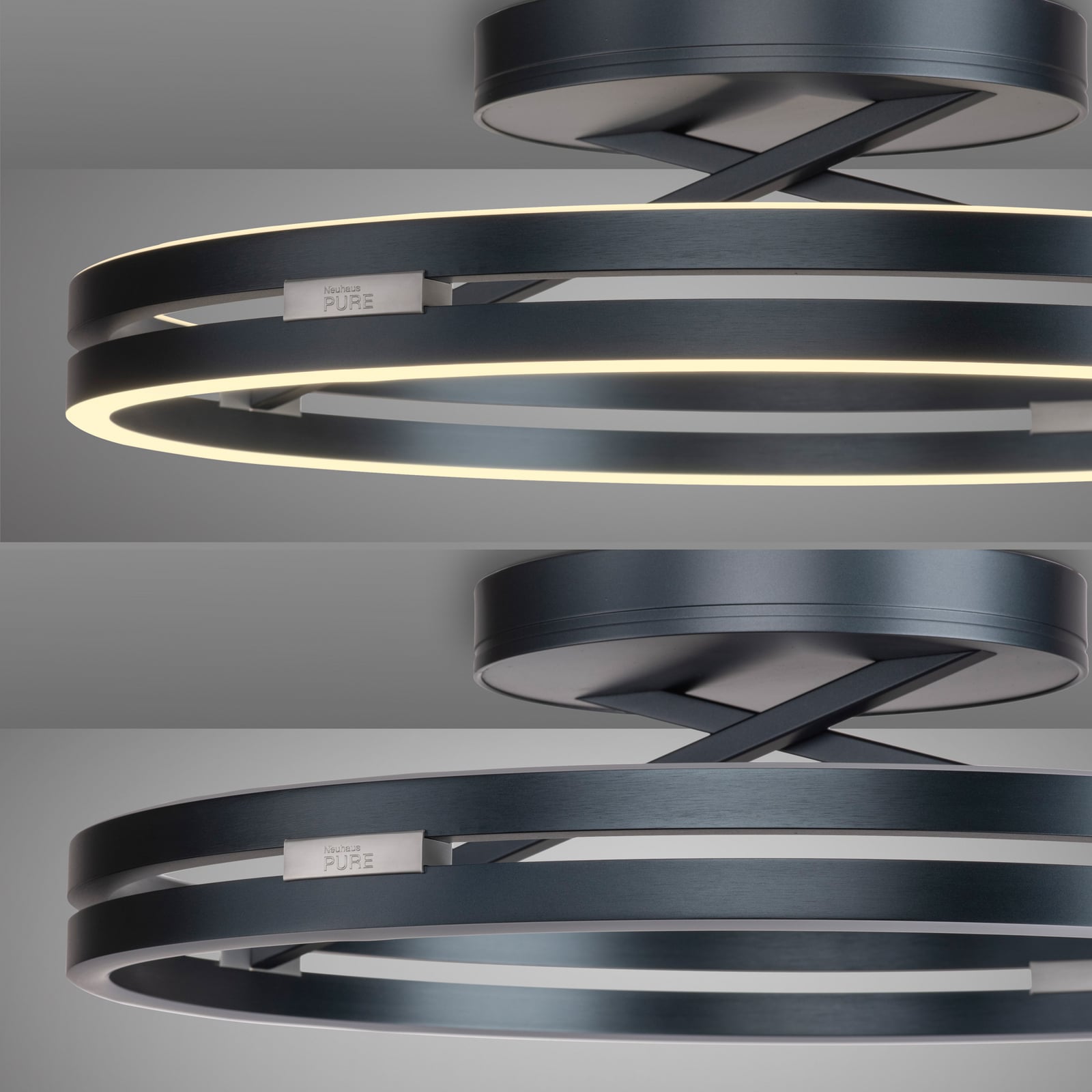 Lampa sufitowa LED Loop, kolor mystic grey, Ø 60 cm, CCT – PURE