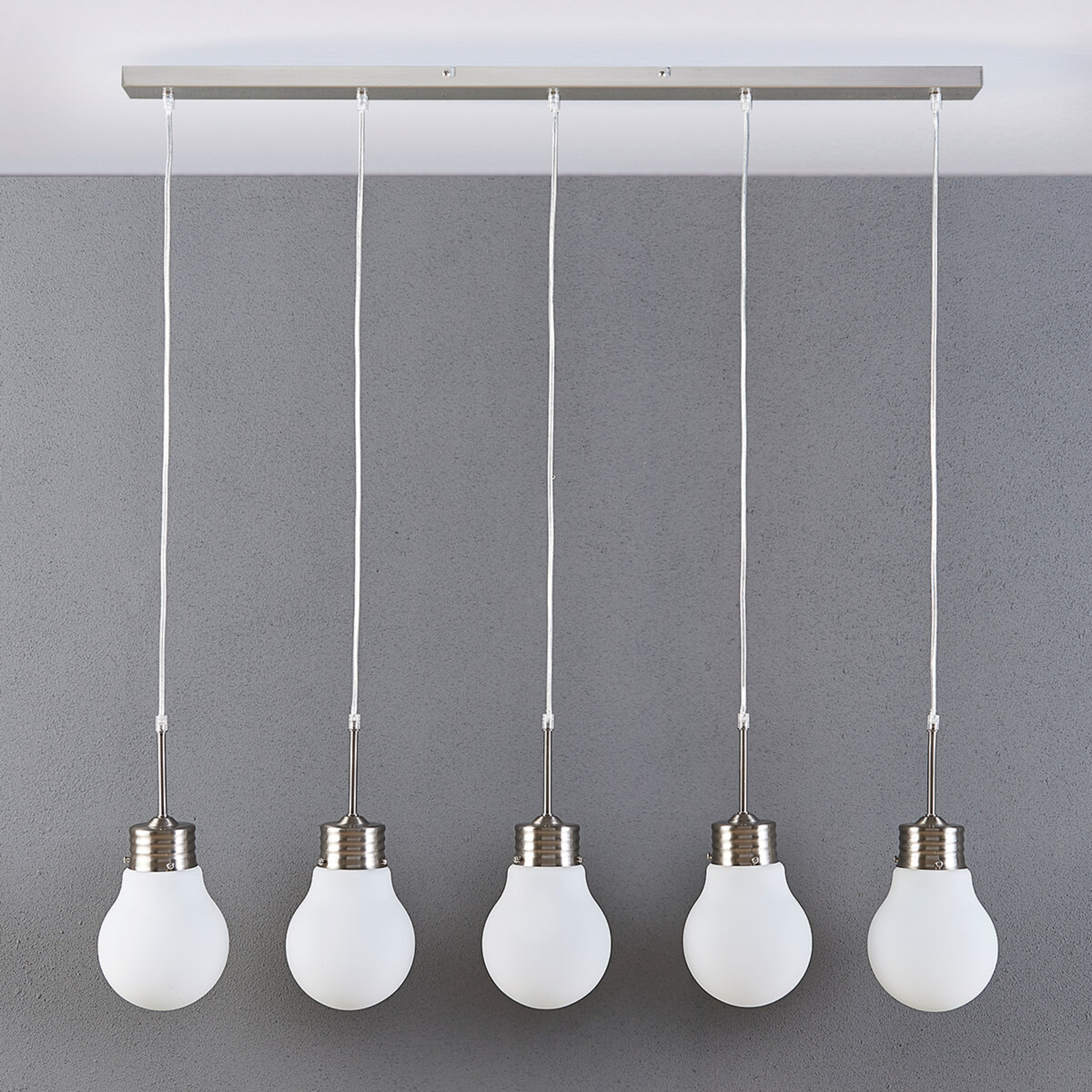 Lindby hanging light Bado, 5-bulb, metal, glass, E14, 100 cm