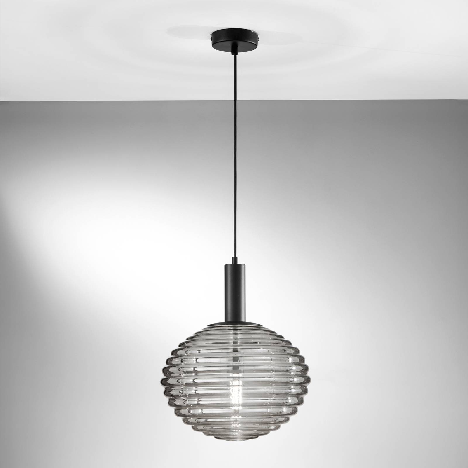 Eco-Light Suspension Ripple, noir/gris fumé, Ø 32 cm