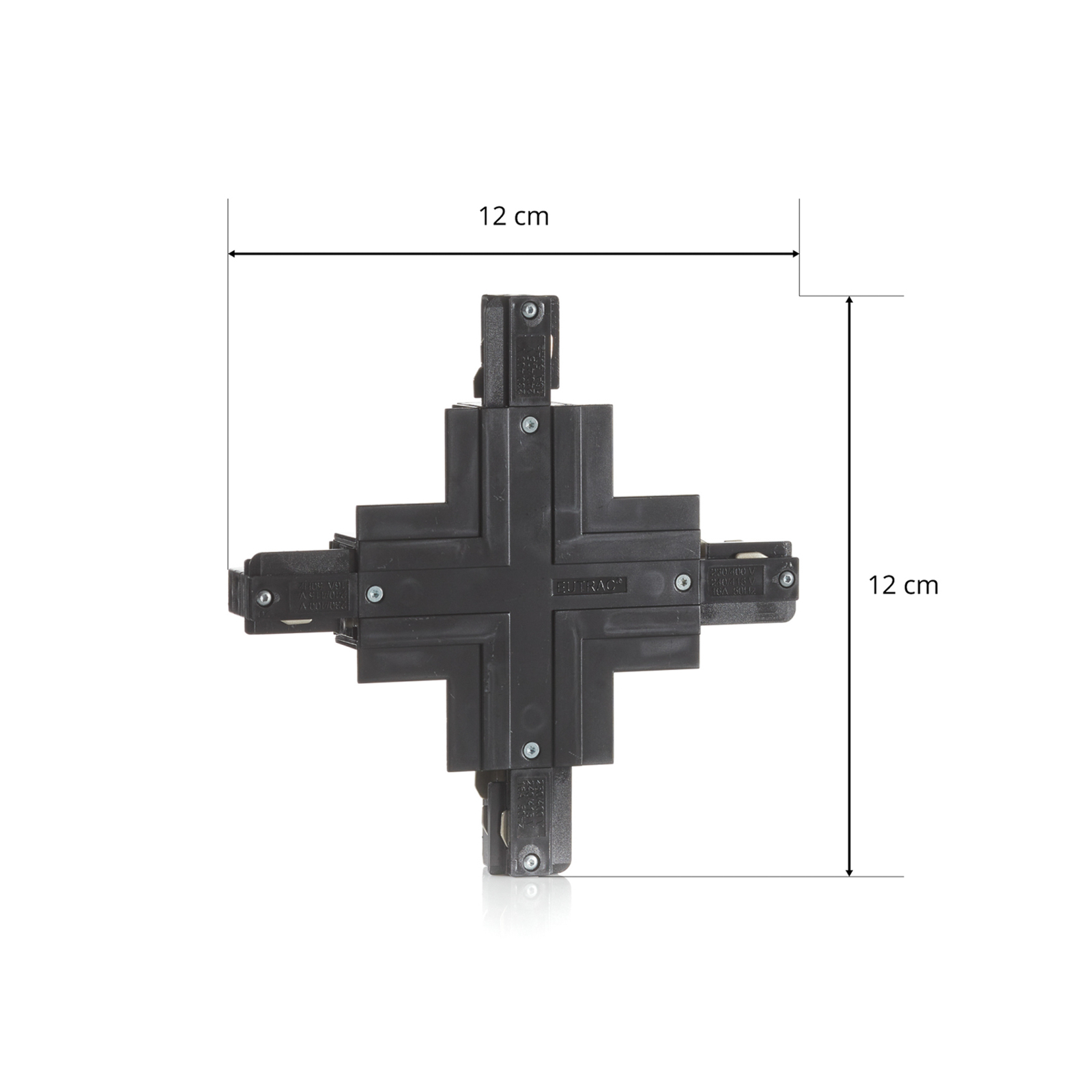 Eutrac connecteur X rail encastré 3 phases, noir