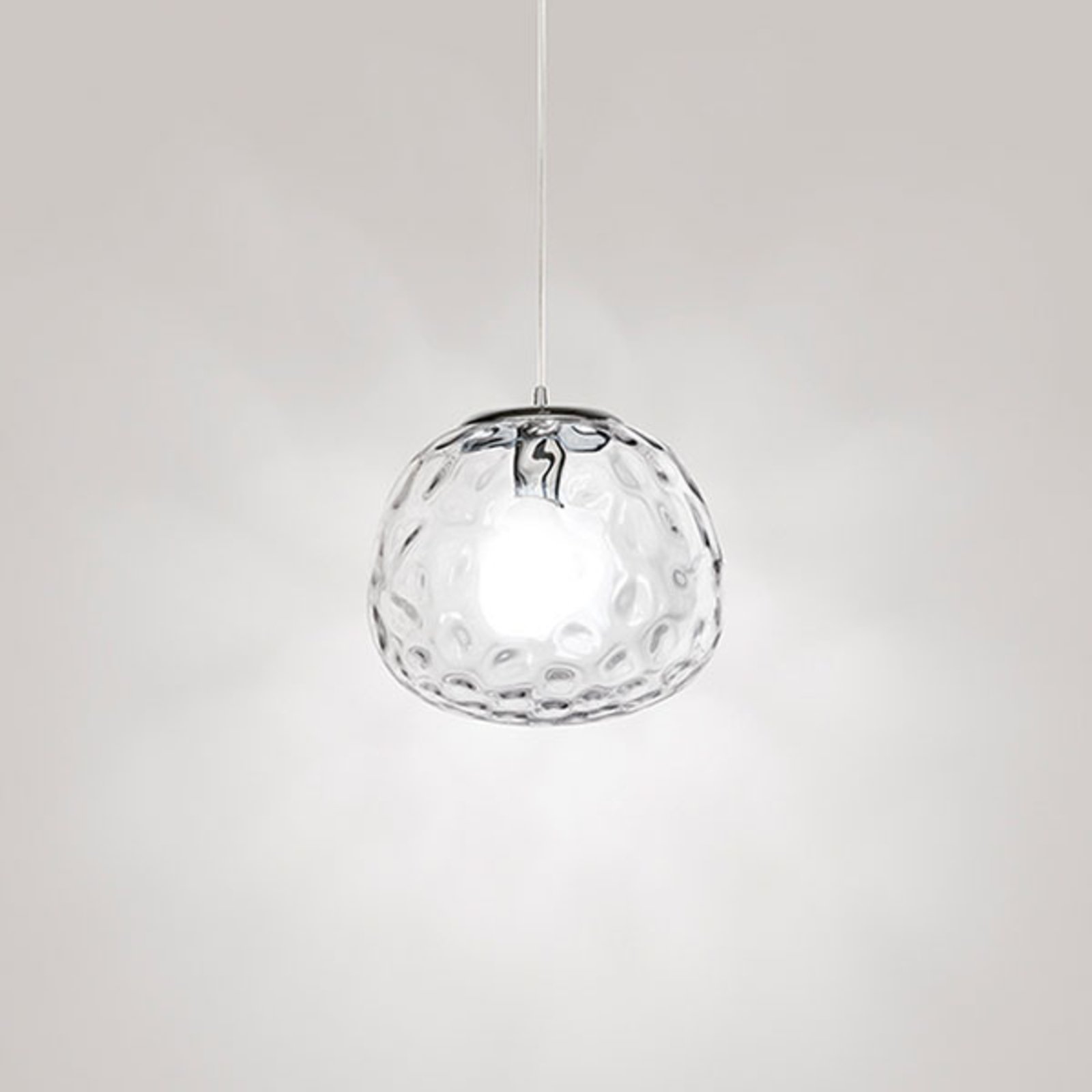 Perenz 6466 hanging light with transparent glass Ø 30 cm, for Living / Dining Room, metal, glass, E27, 60 W, energy efficiency: A++, H: 25 cm
