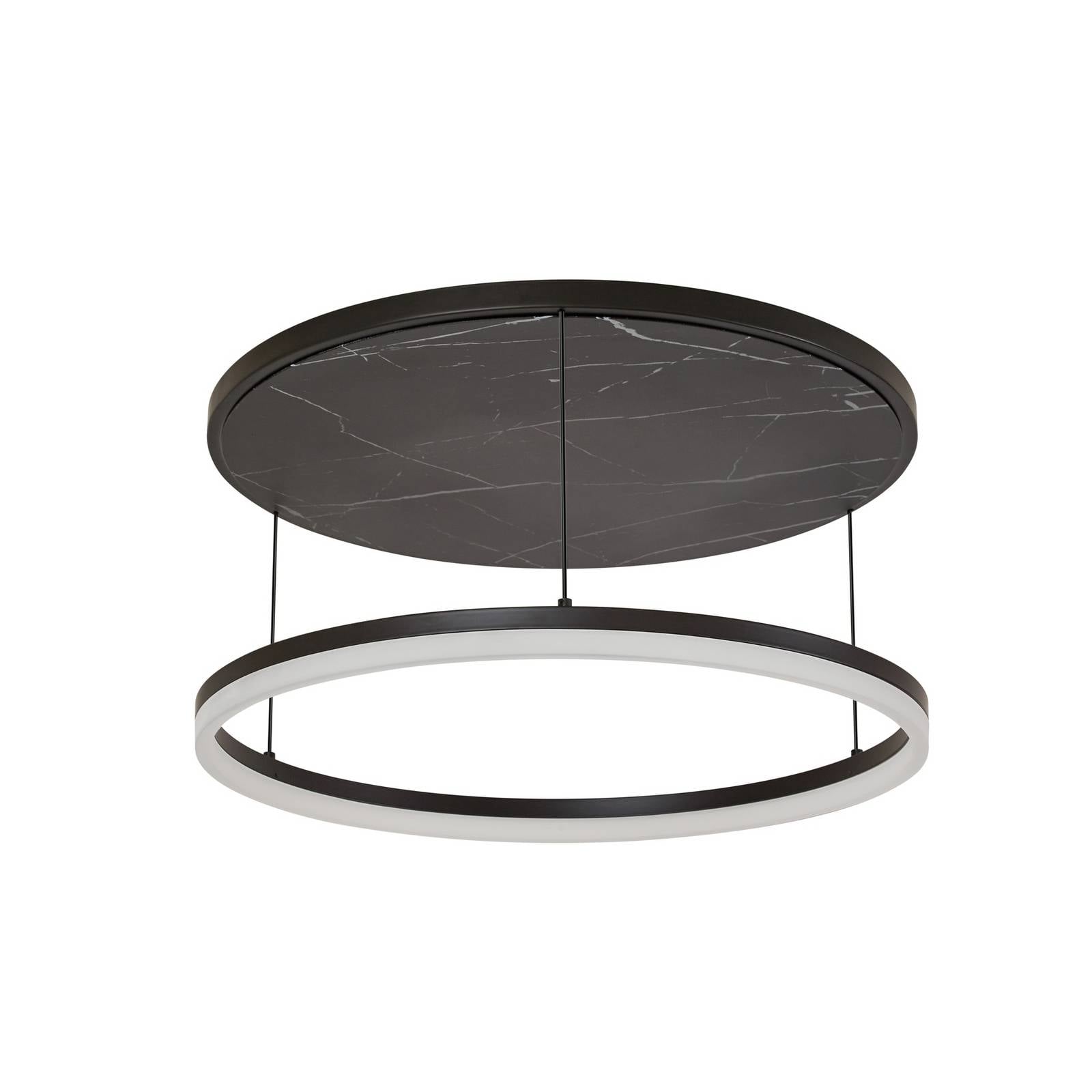 Lucande LED-Deckenlampe Orven, schwarz/Marmor, Ø 50 cm, dim.