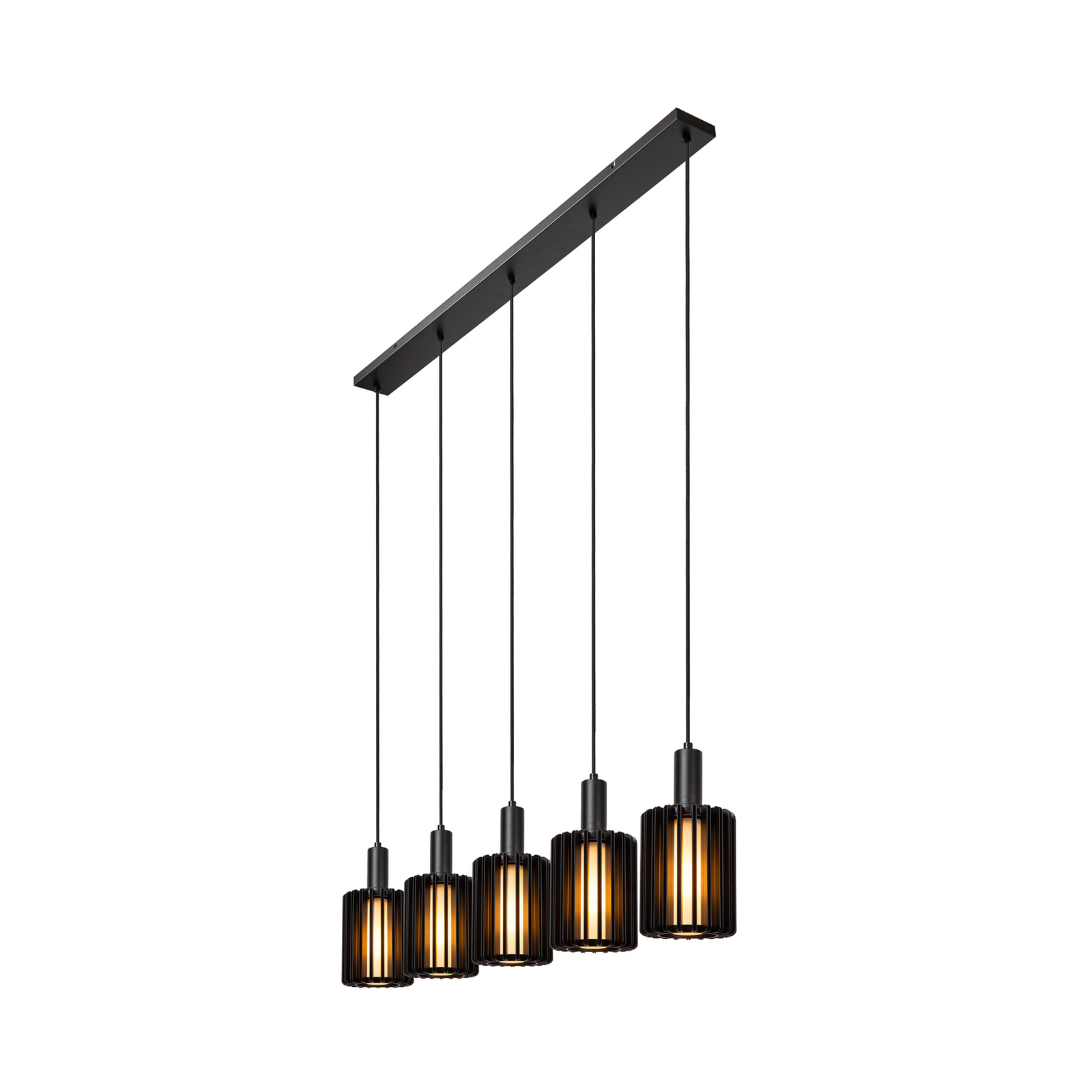 Lampa suspendată Lambres, negru Lungime 164 cm Sticlă/metal 5 becuri.