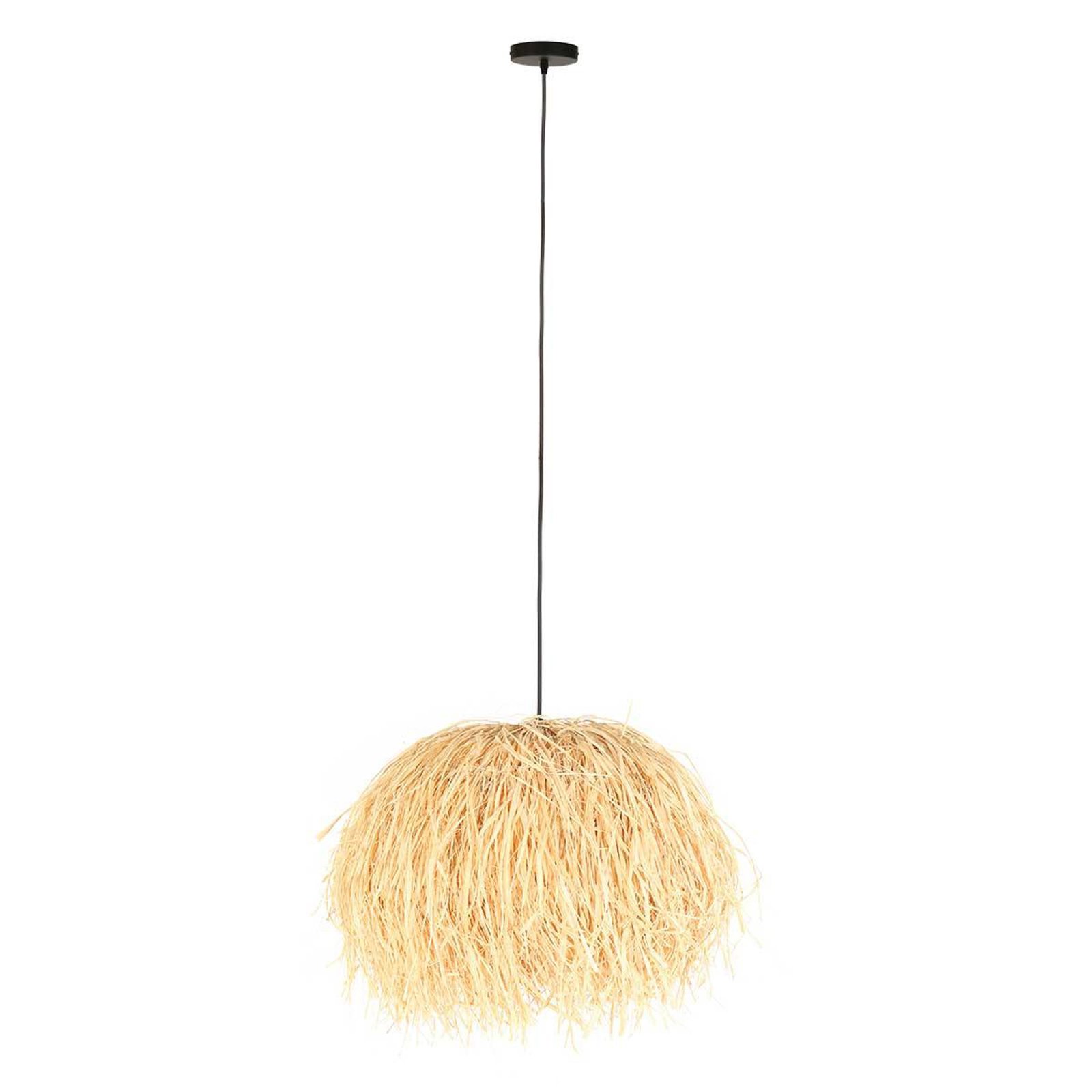 Hanglamp gras, natuurlijk, metaal, zwart