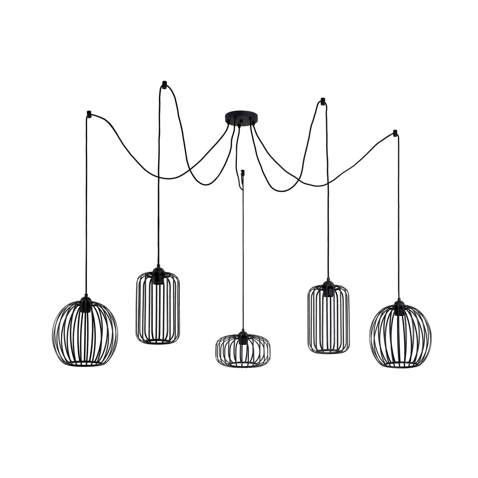 Lindby Krish suspension, aspect cage, cinq lampes
