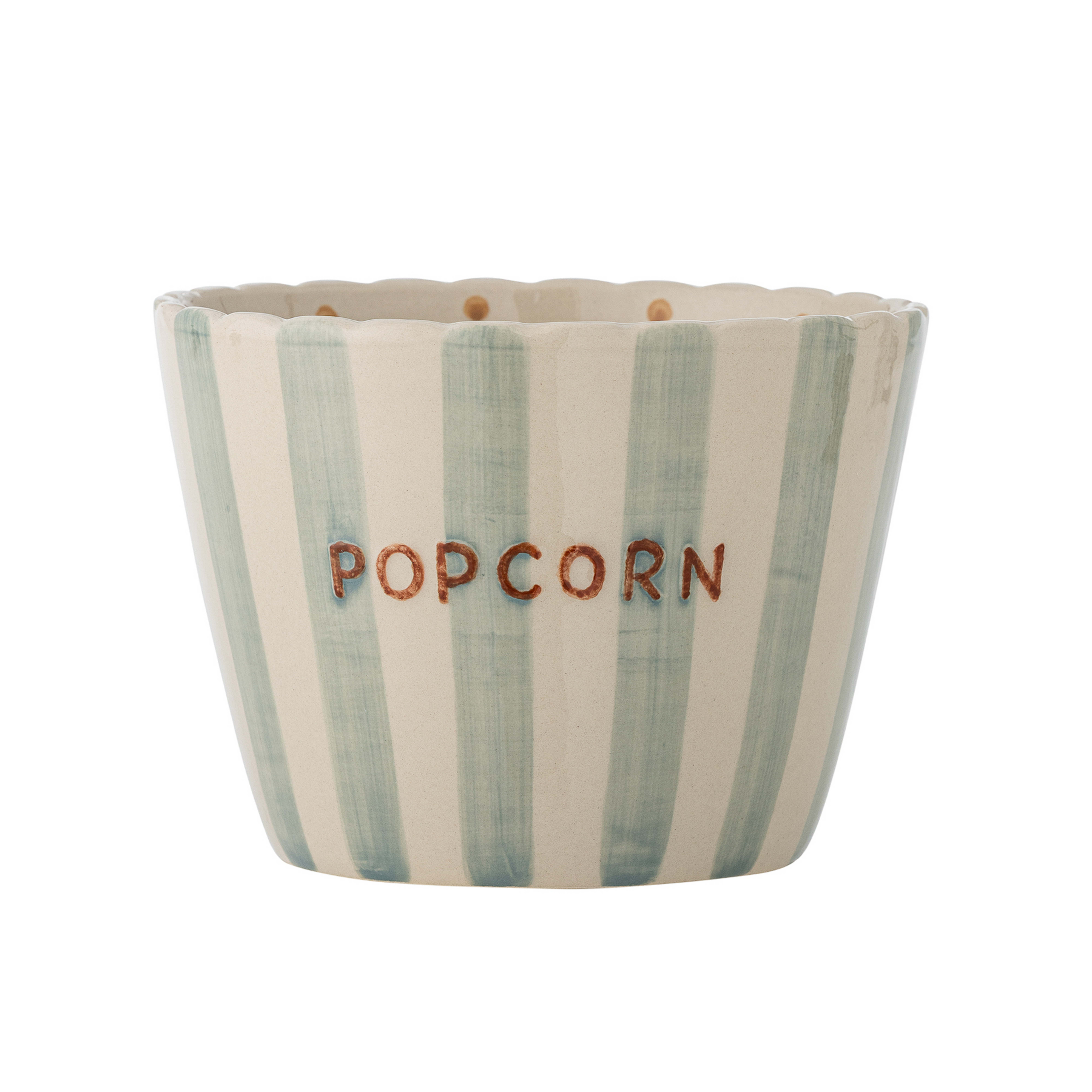 Bol à chips, vert/blanc, hauteur 14 cm, céramique - Bloomingville