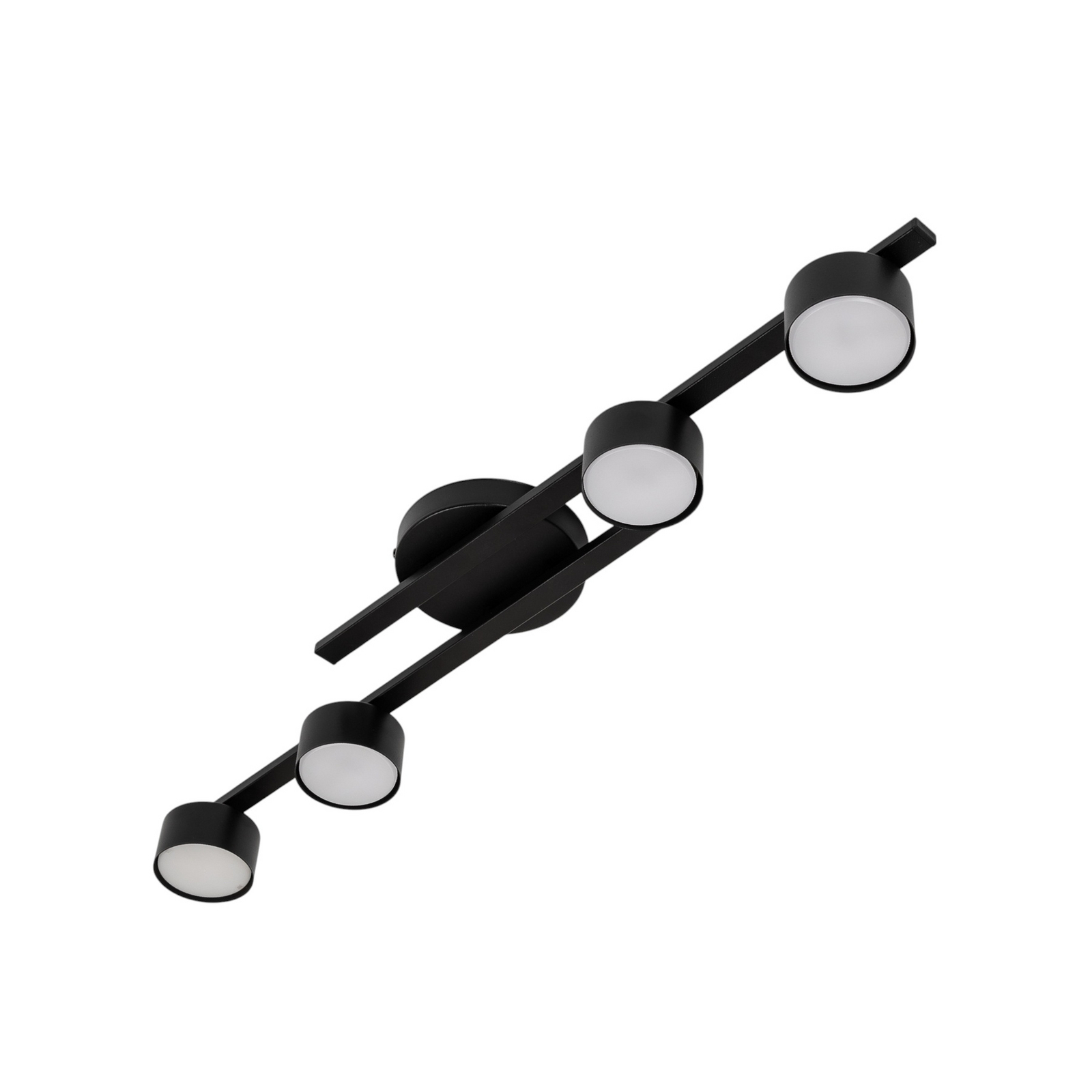 Fragment ceiling lamp, black, length 86 cm, metal, 4-bulb.